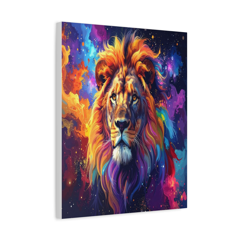 Cosmic Mane: Celestial Lion Portrait, Digital Cosmic Artwork - L’Art Suprême Canvas
