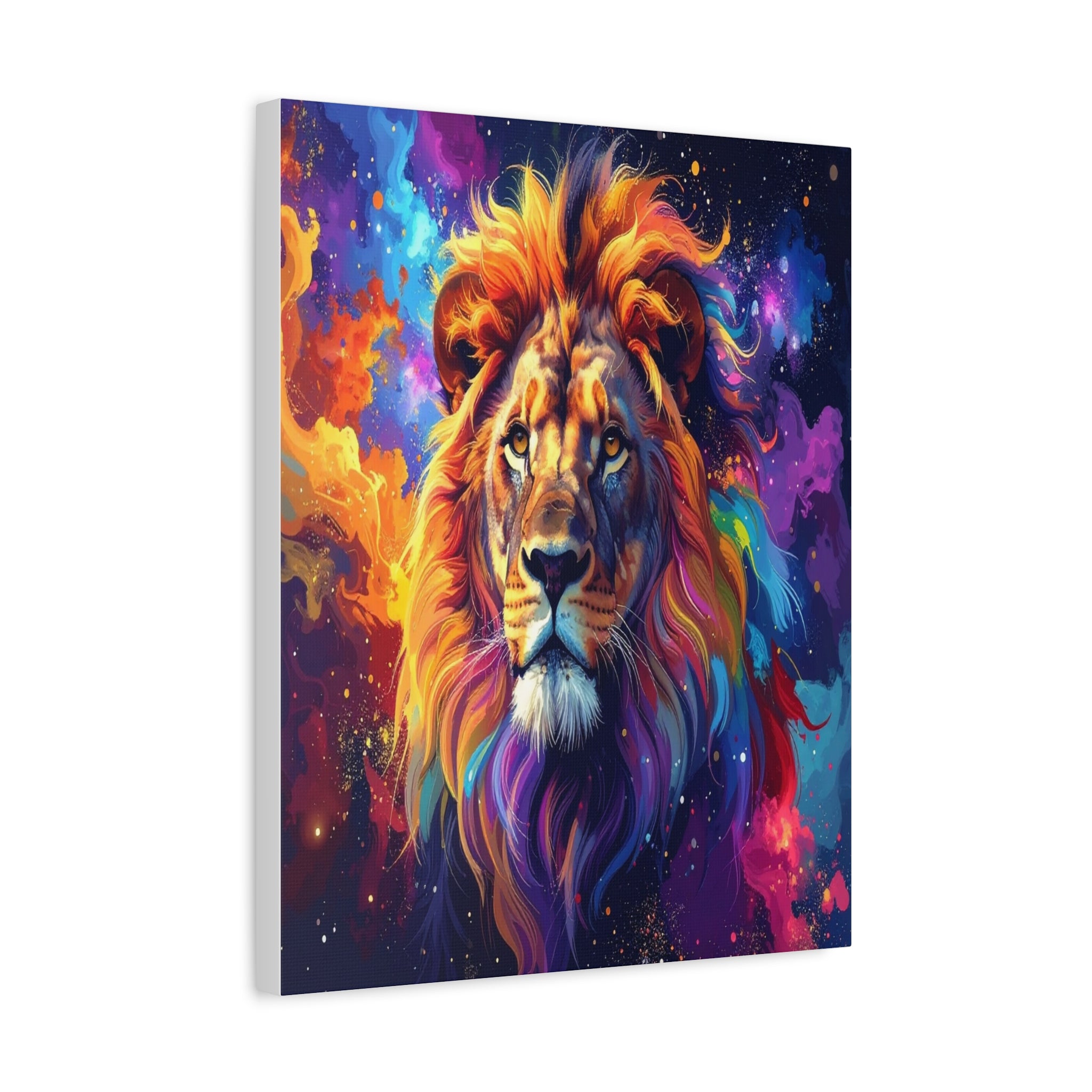 Cosmic Mane: Celestial Lion Portrait, Digital Cosmic Artwork - L’Art Suprême Canvas