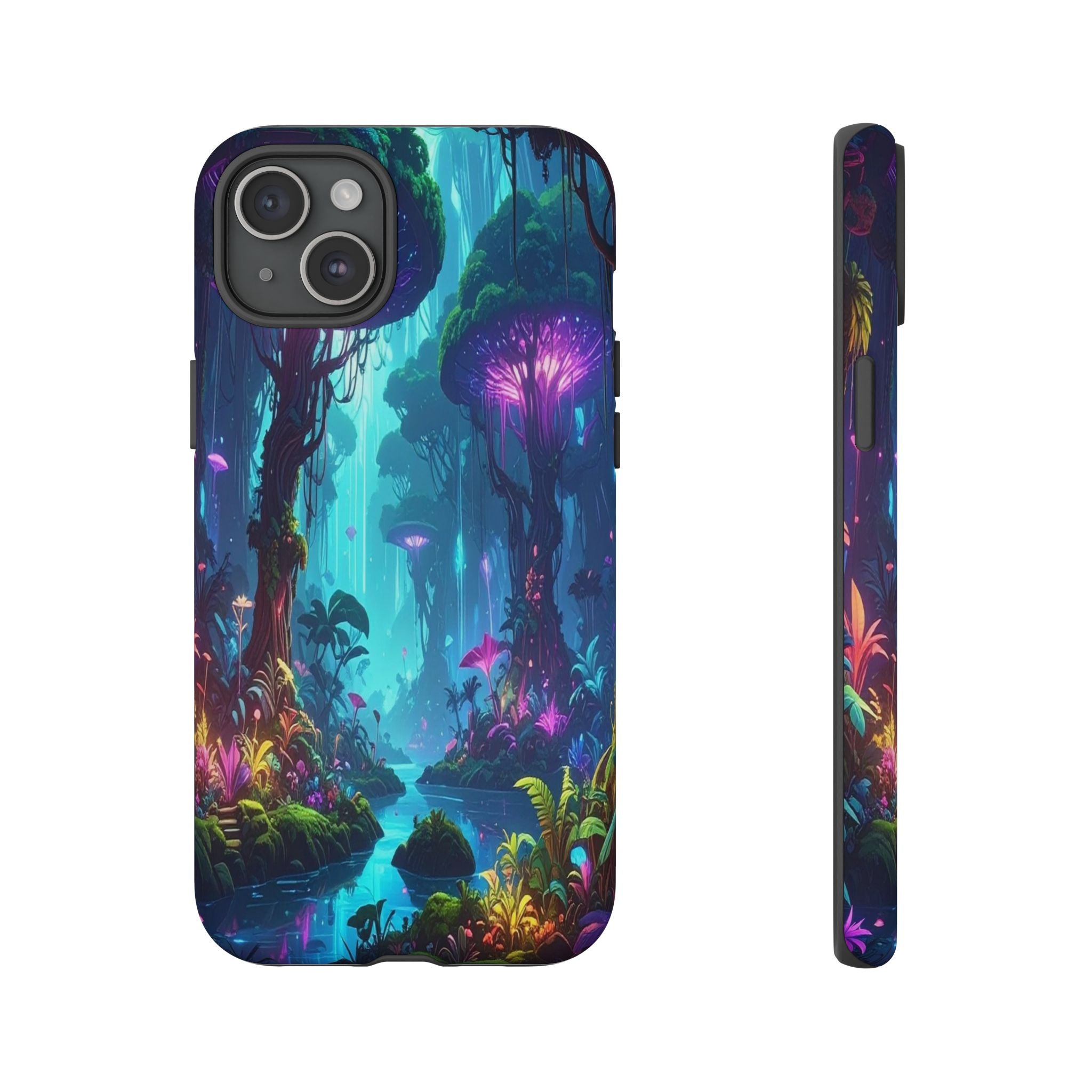Bioluminescent Dreamscape: Ethereal Forest Fantasy, Digital Luminescence Illustration - L’Art Suprême Phone Case