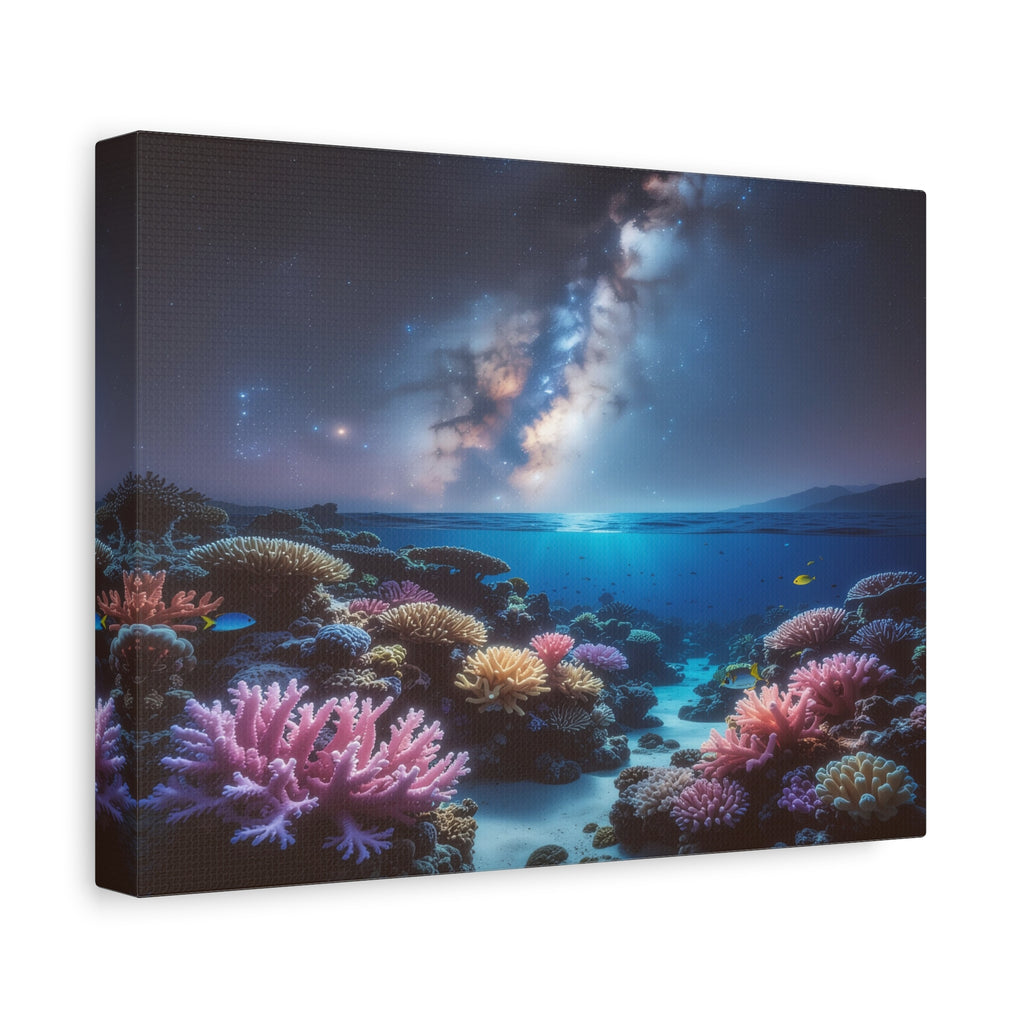 Cosmic Reef Harmony: Underwater Seascape Panorama, Milky Way Marine Dreamscape - L’Art Suprême Canvas
