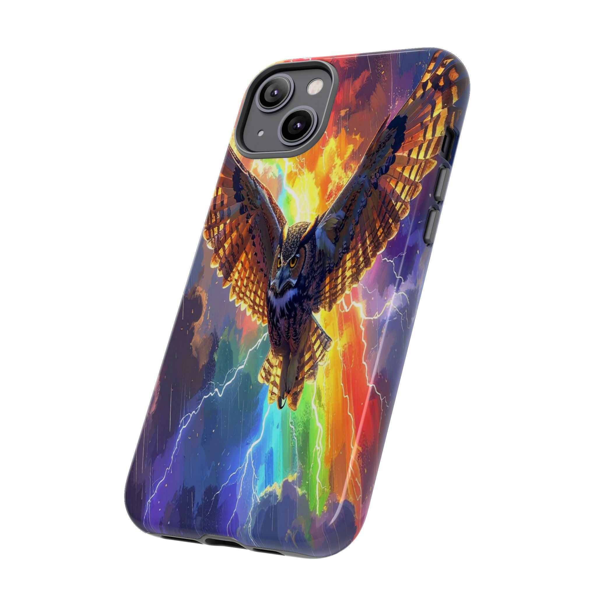 Thunderwing: Ethereal Owl in Electric Storm, Digital Fantasy Artwork - L’Art Suprême Phone Case