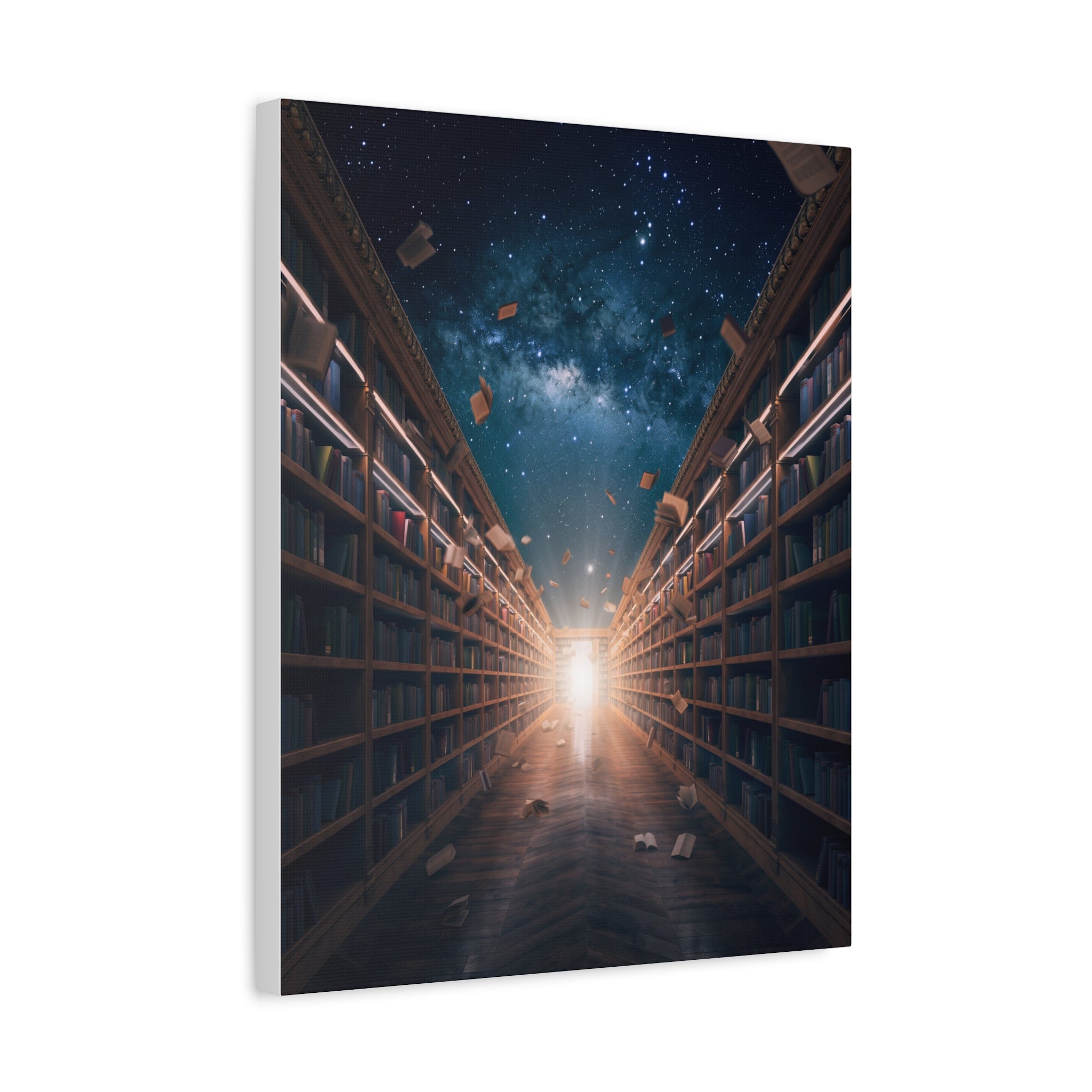 Celestial Library of Infinite Knowledge: Dreamscape Corridor, Cosmic Bibliophile's Journey - L’Art Suprême Canvas