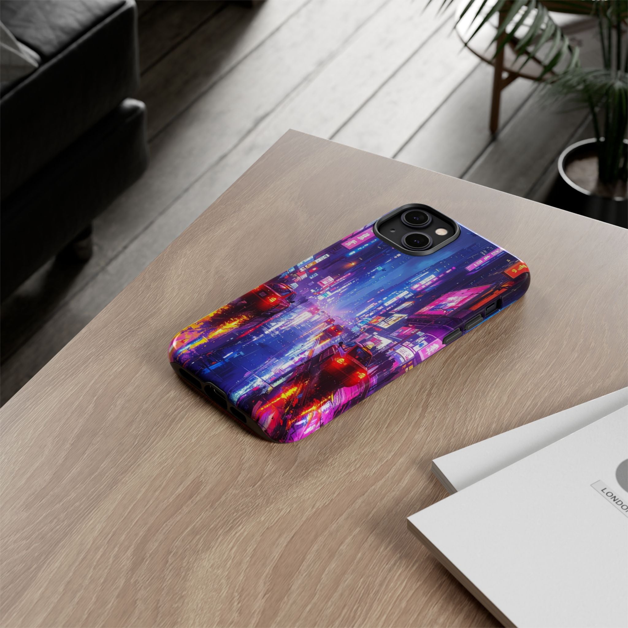Neon Dystopia: Cyberpunk Metropolis, Urban Night Reflections - L’Art Suprême Phone Case