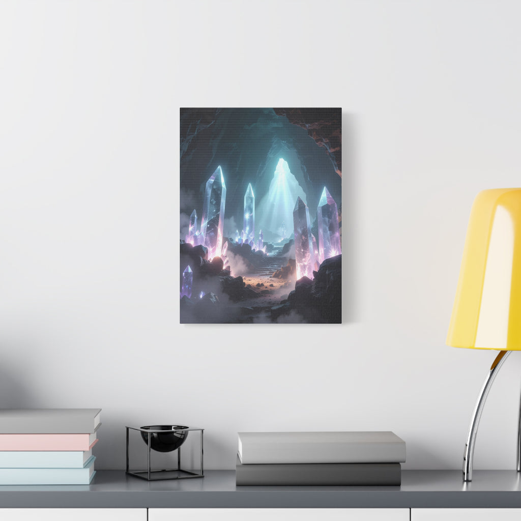 Crystal Reverie: Luminous Cavern Dreamscape, Ethereal Digital Fantasy Art - L’Art Suprême Canvas