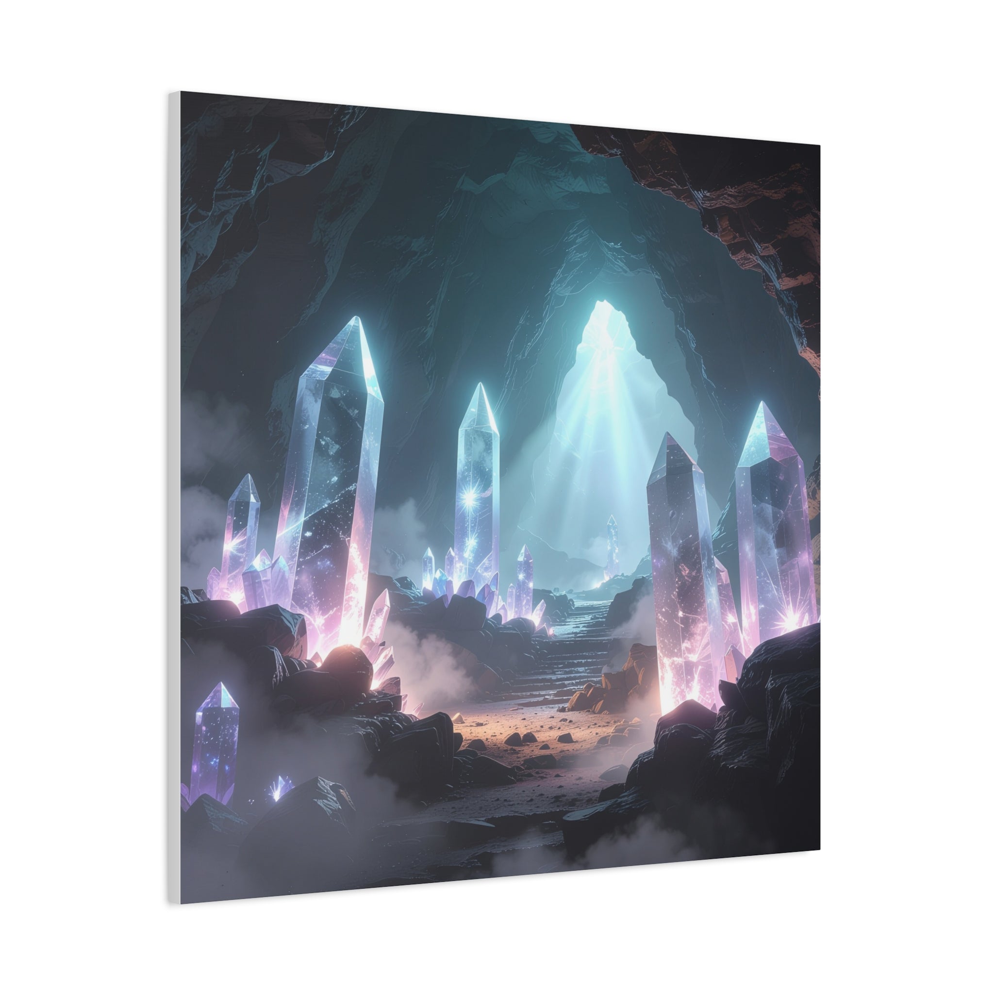 Crystal Reverie: Luminous Cavern Dreamscape, Ethereal Digital Fantasy Art - L’Art Suprême Canvas
