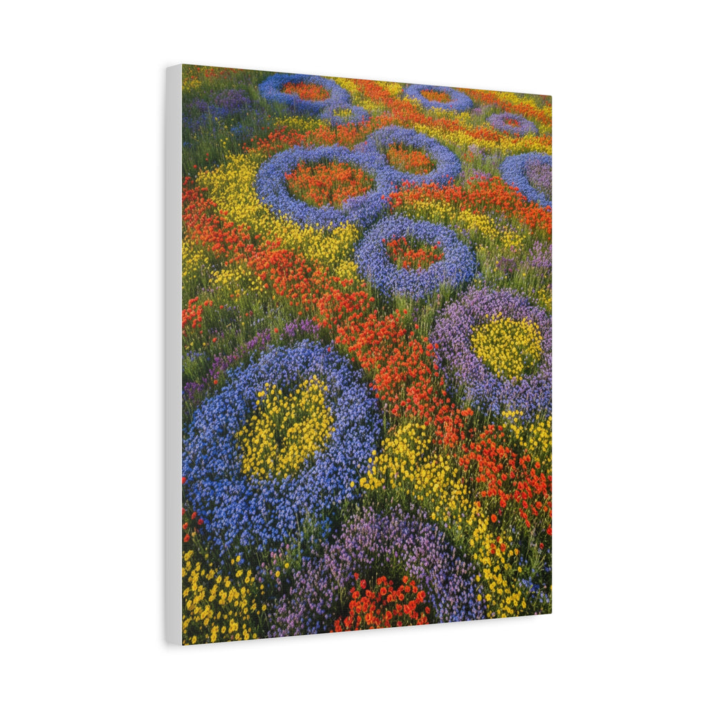 Geometric Garden: Kaleidoscopic Floral Landscape, Vibrant Botanical Patterns - L’Art Suprême Canvas