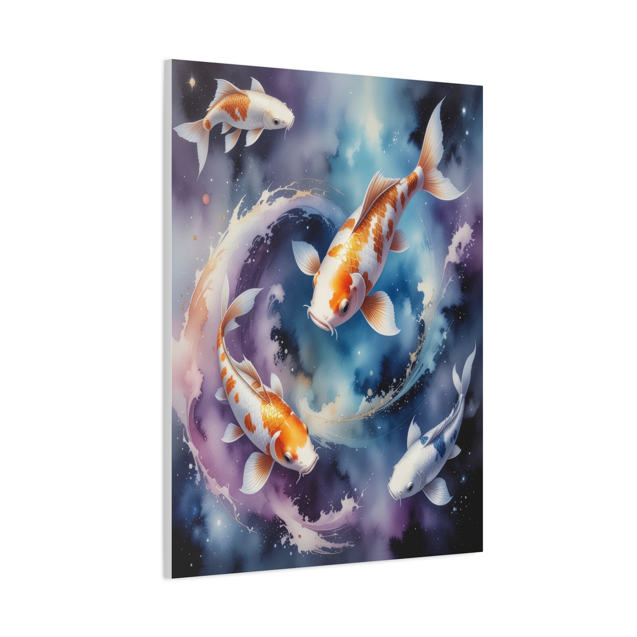 Cosmic Koi Symphony: Ethereal Underwater Space Journey, Digital Watercolor Fantasy - L’Art Suprême Canvas