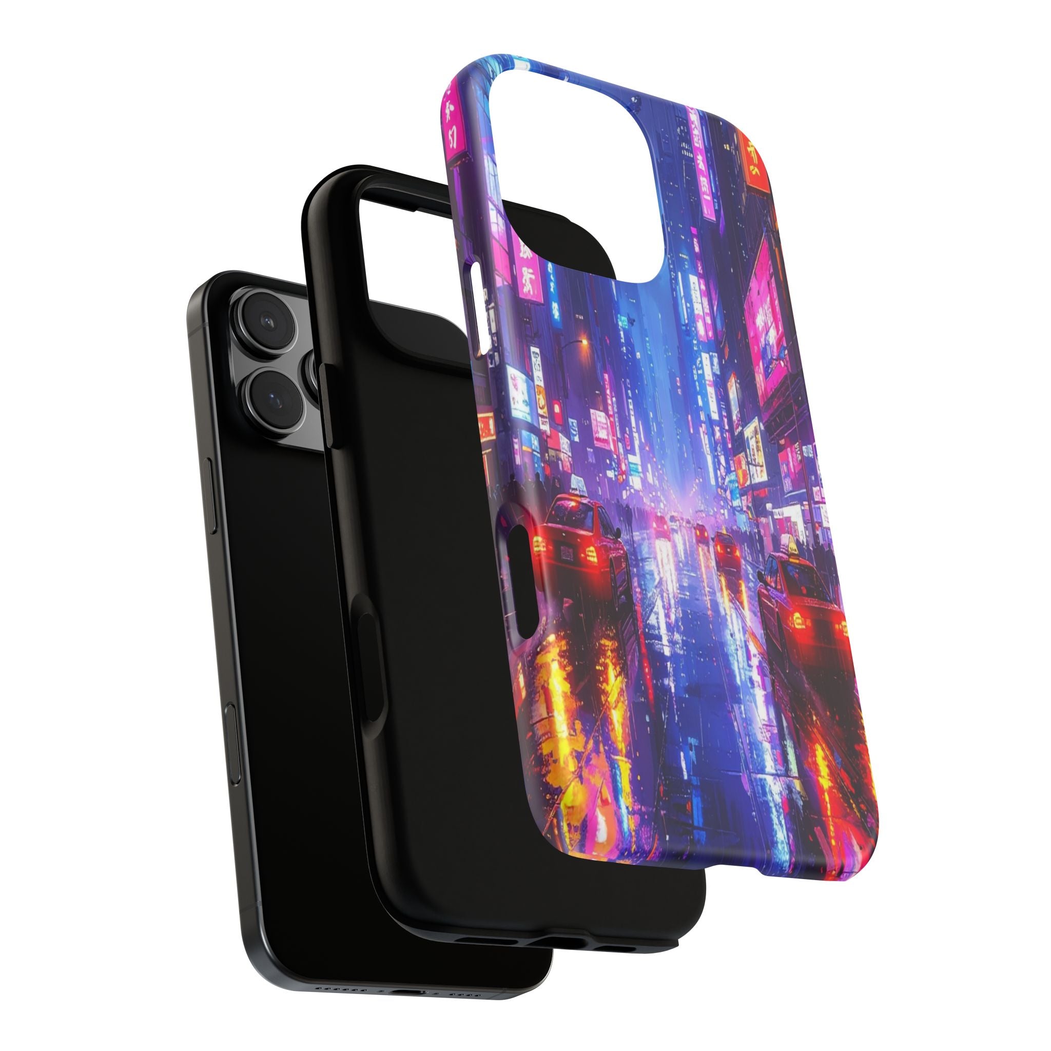 Neon Dystopia: Cyberpunk Metropolis, Urban Night Reflections - L’Art Suprême Phone Case