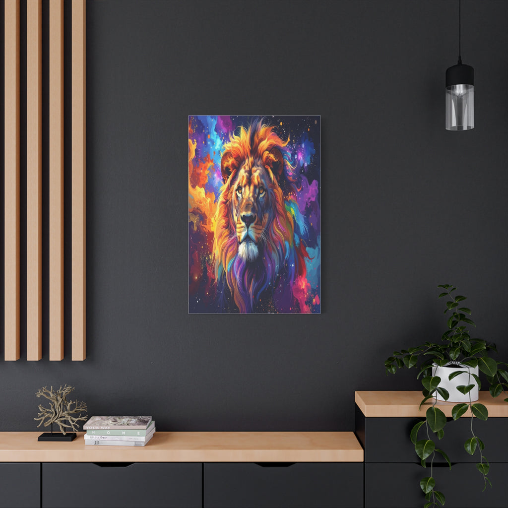 Cosmic Mane: Celestial Lion Portrait, Digital Cosmic Artwork - L’Art Suprême Canvas
