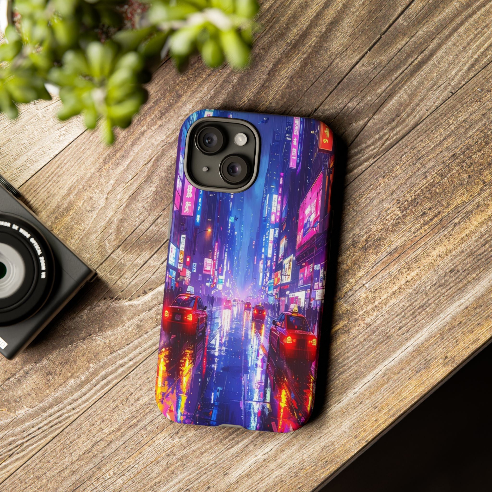 Neon Dystopia: Cyberpunk Metropolis, Urban Night Reflections - L’Art Suprême Phone Case