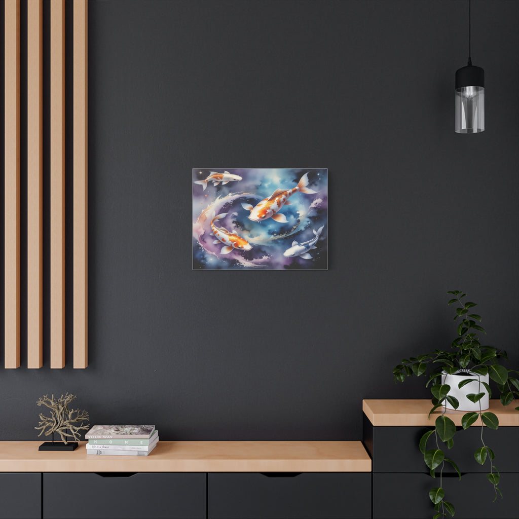Cosmic Koi Symphony: Ethereal Underwater Space Journey, Digital Watercolor Fantasy - L’Art Suprême Canvas