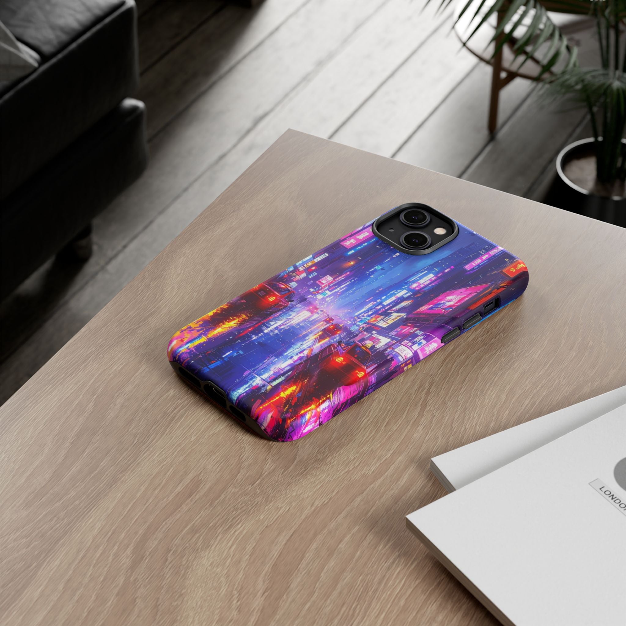 Neon Dystopia: Cyberpunk Metropolis, Urban Night Reflections - L’Art Suprême Phone Case