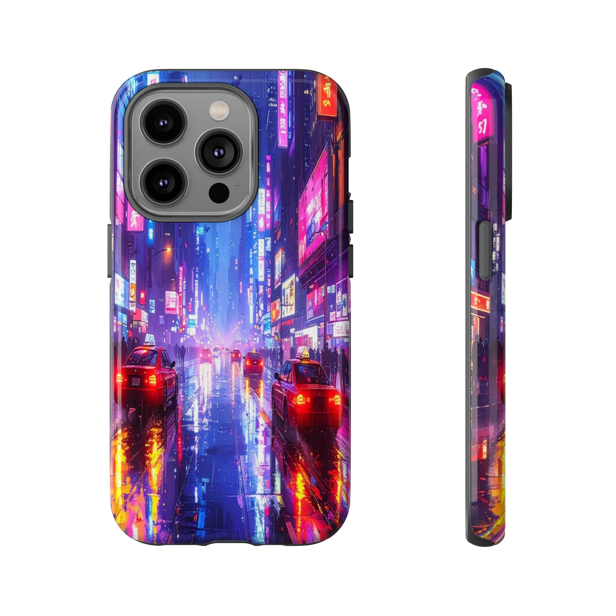 Neon Dystopia: Cyberpunk Metropolis, Urban Night Reflections - L’Art Suprême Phone Case