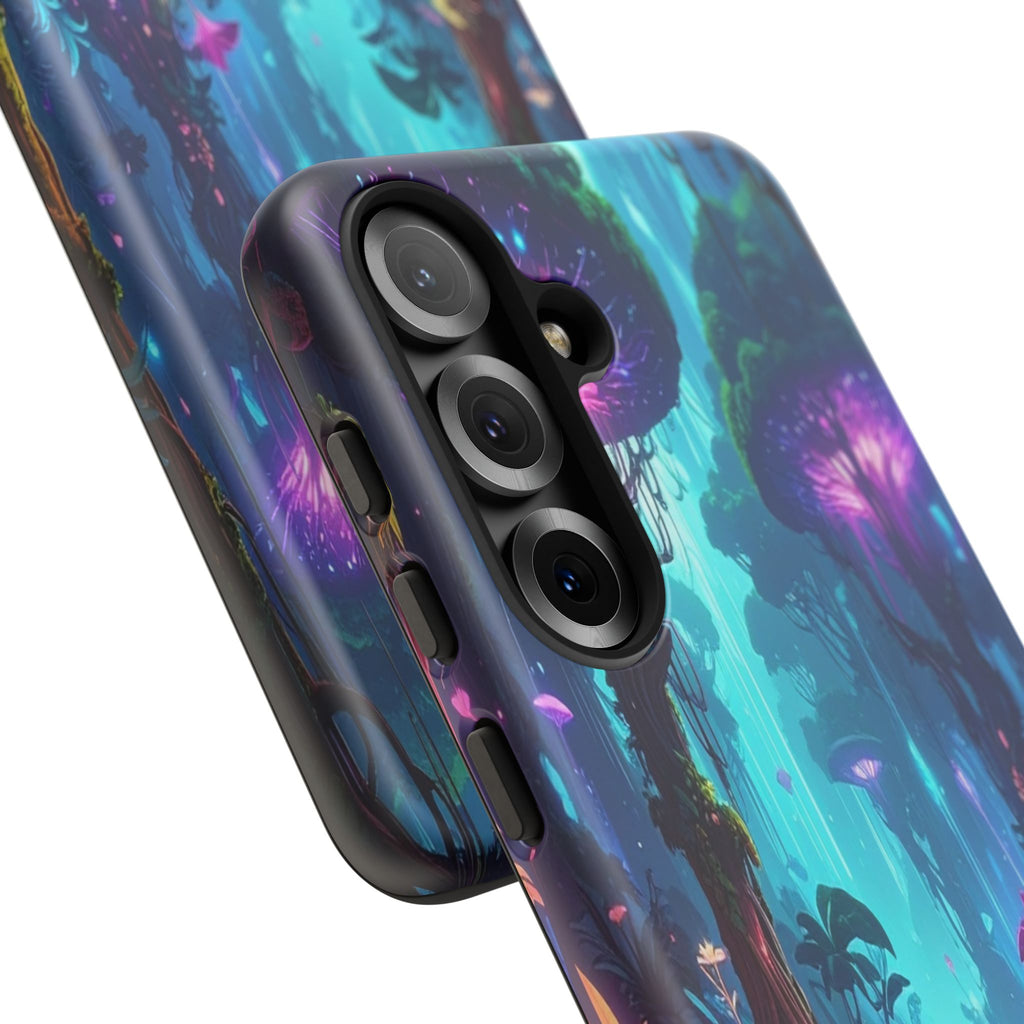 Bioluminescent Dreamscape: Ethereal Forest Fantasy, Digital Luminescence Illustration - L’Art Suprême Phone Case