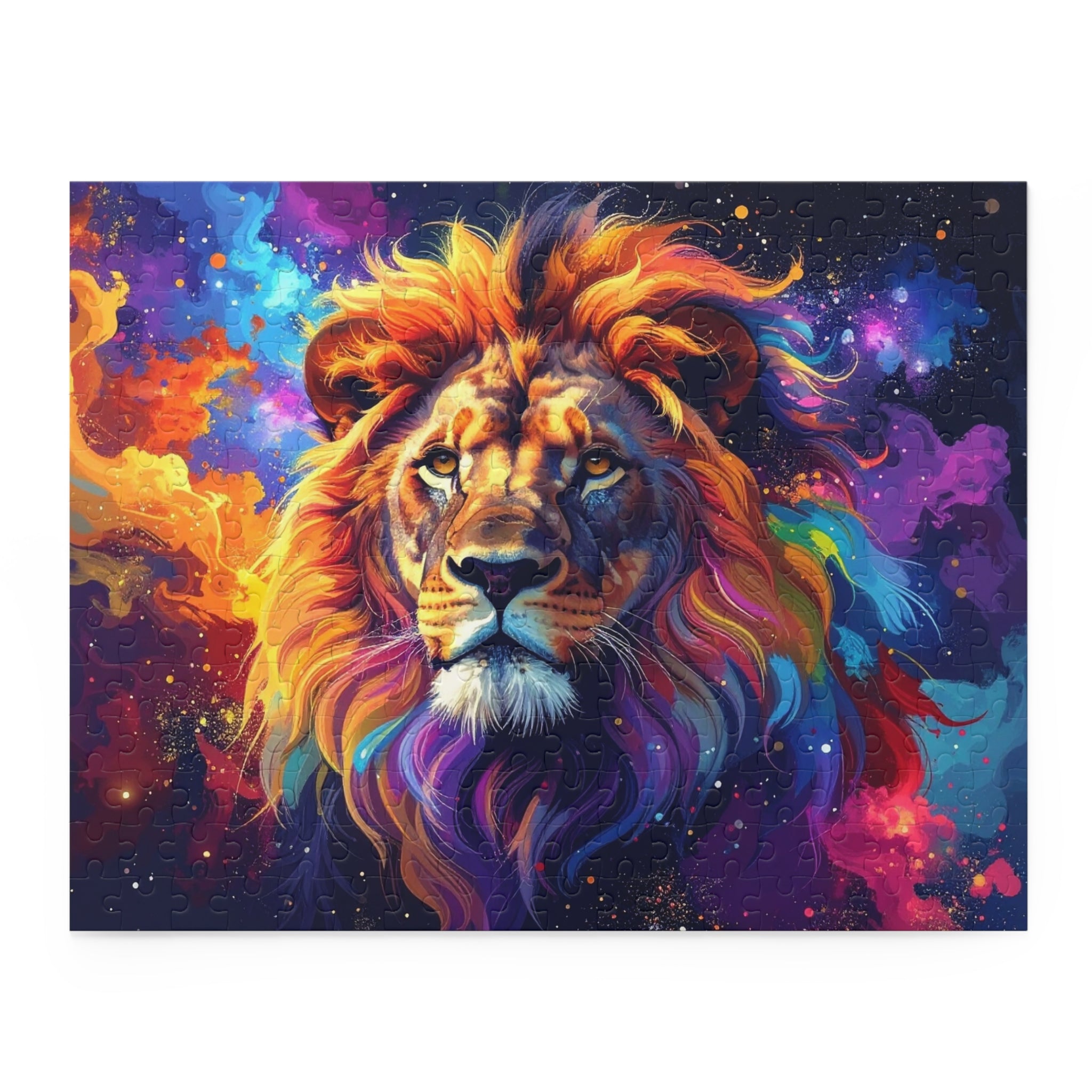 Cosmic Mane: Digital Wildlife Art, Celestial Lion Portrait -  L'Art Puzzle