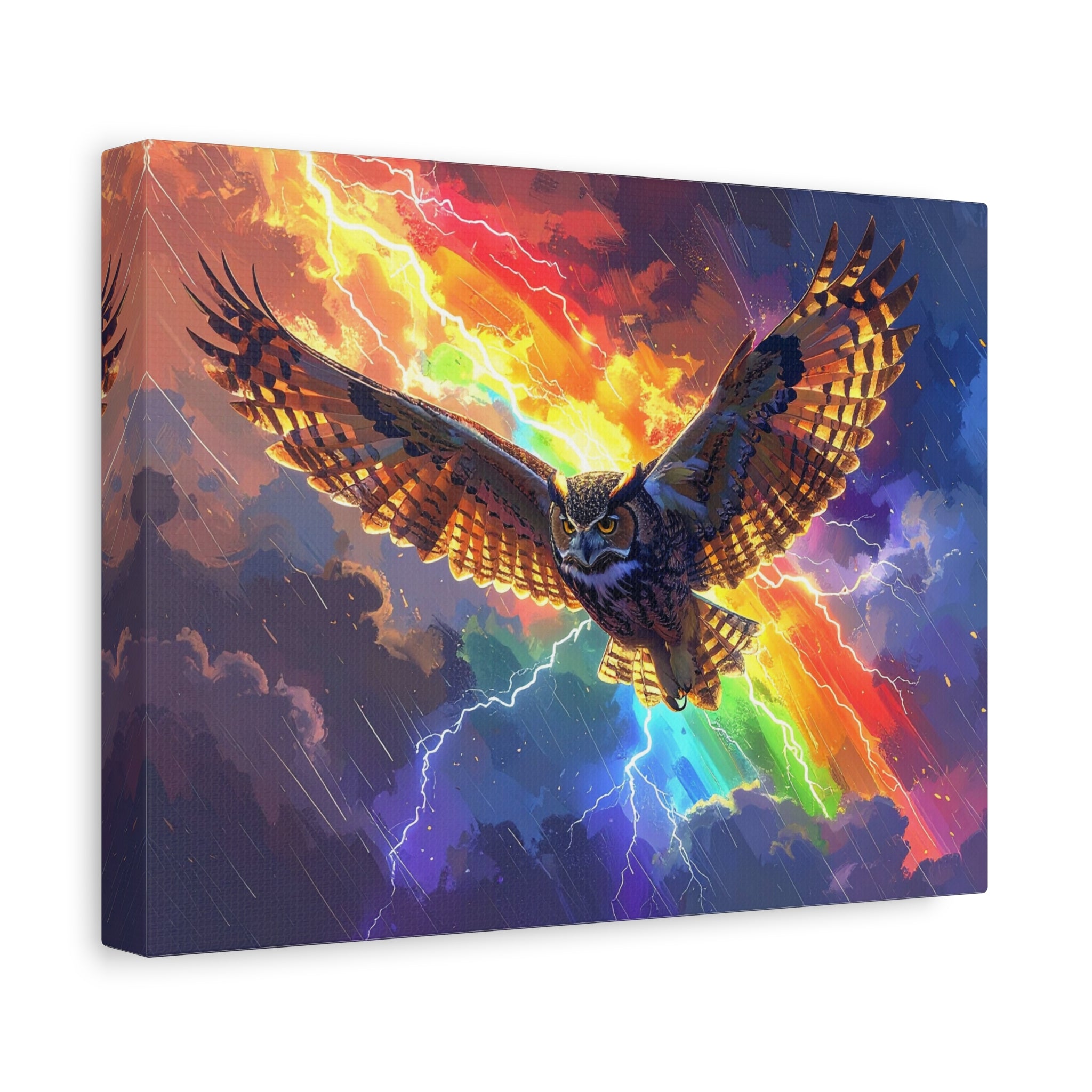 Thunder Spirit: Elemental Owl Ascension, Digital Fantasy Artwork - L’Art Suprême Canvas