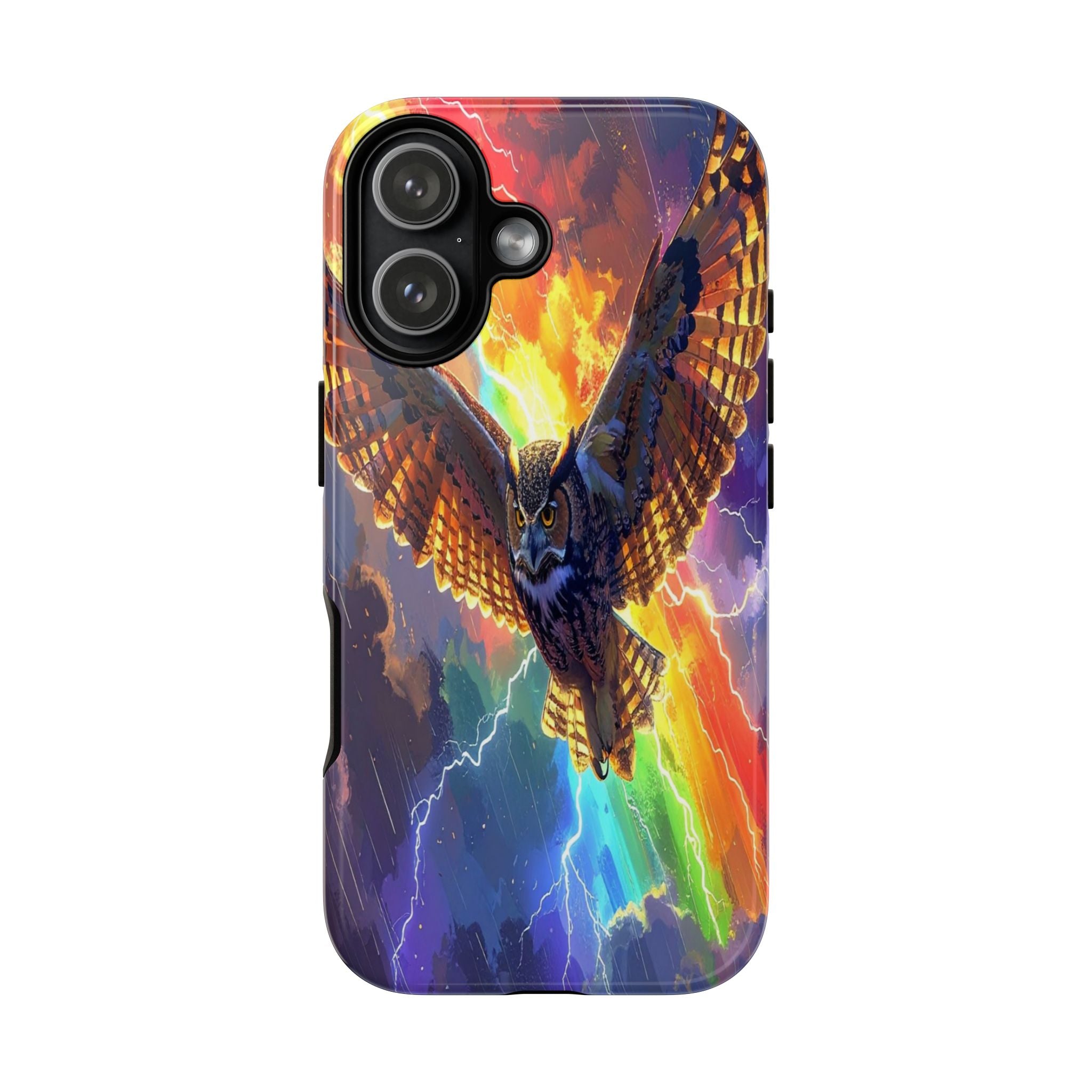 Thunderwing: Ethereal Owl in Electric Storm, Digital Fantasy Artwork - L’Art Suprême Phone Case