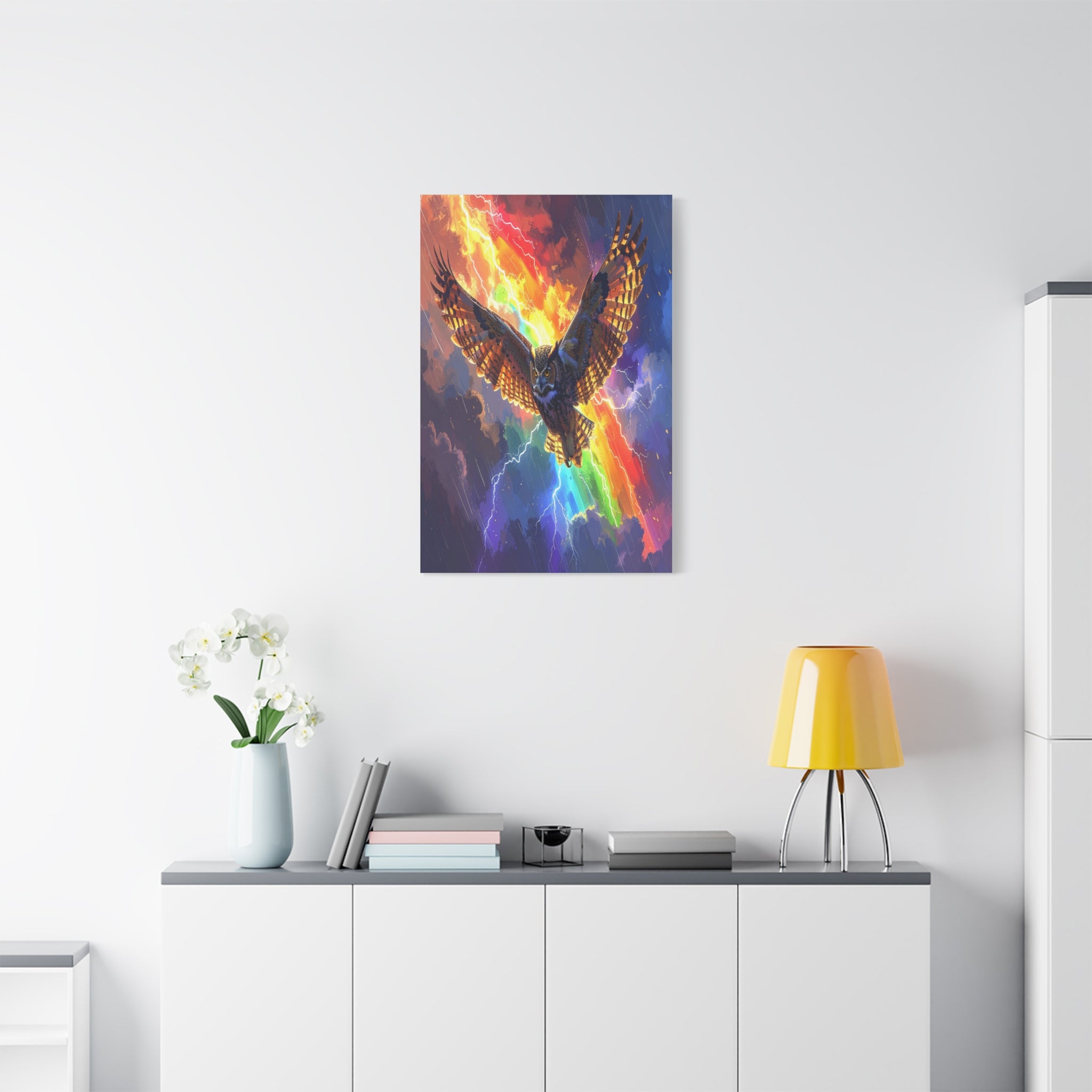 Thunder Spirit: Elemental Owl Ascension, Digital Fantasy Artwork - L’Art Suprême Canvas