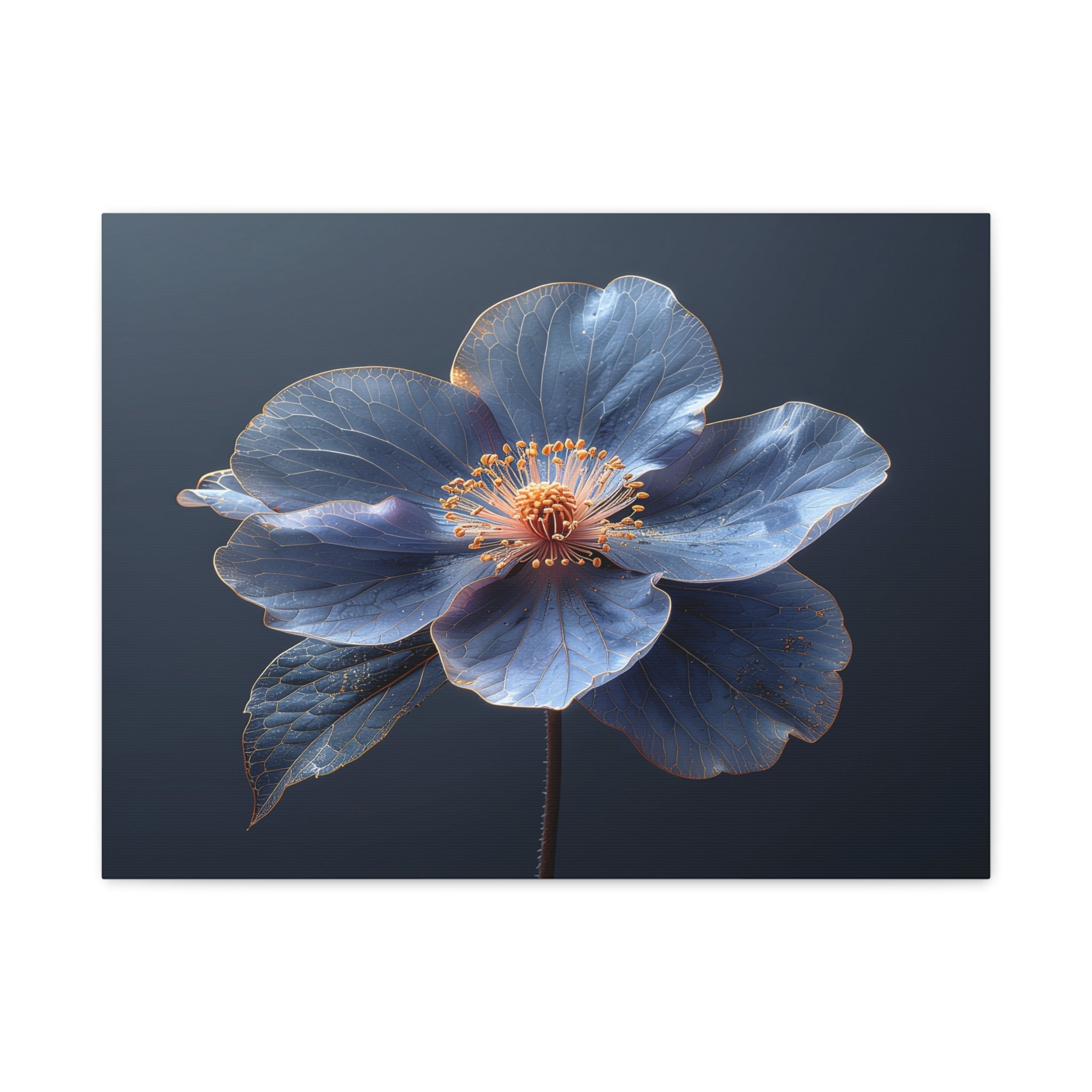 Ethereal Blue: Macro Botanical Photography, Delicate Floral Veins - L’Art Suprême Canvas