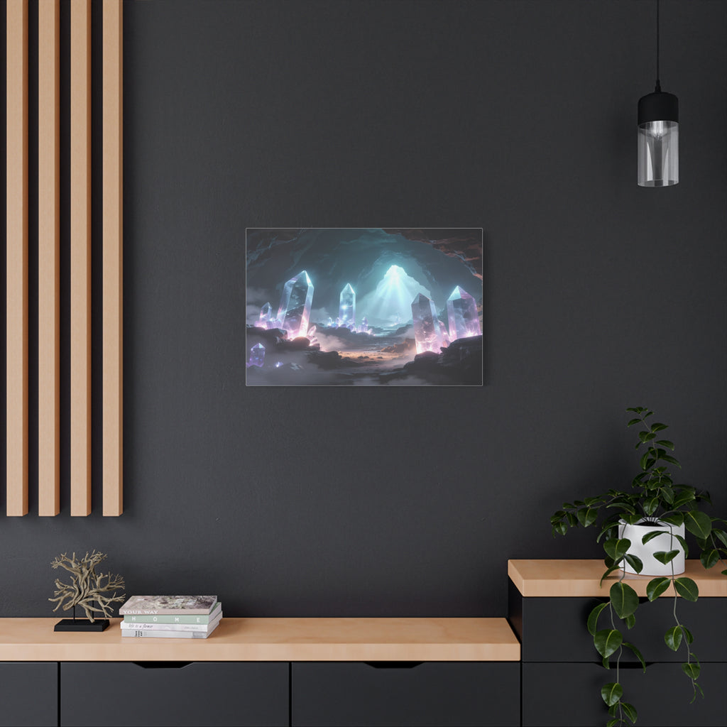 Crystal Reverie: Luminous Cavern Dreamscape, Ethereal Digital Fantasy Art - L’Art Suprême Canvas