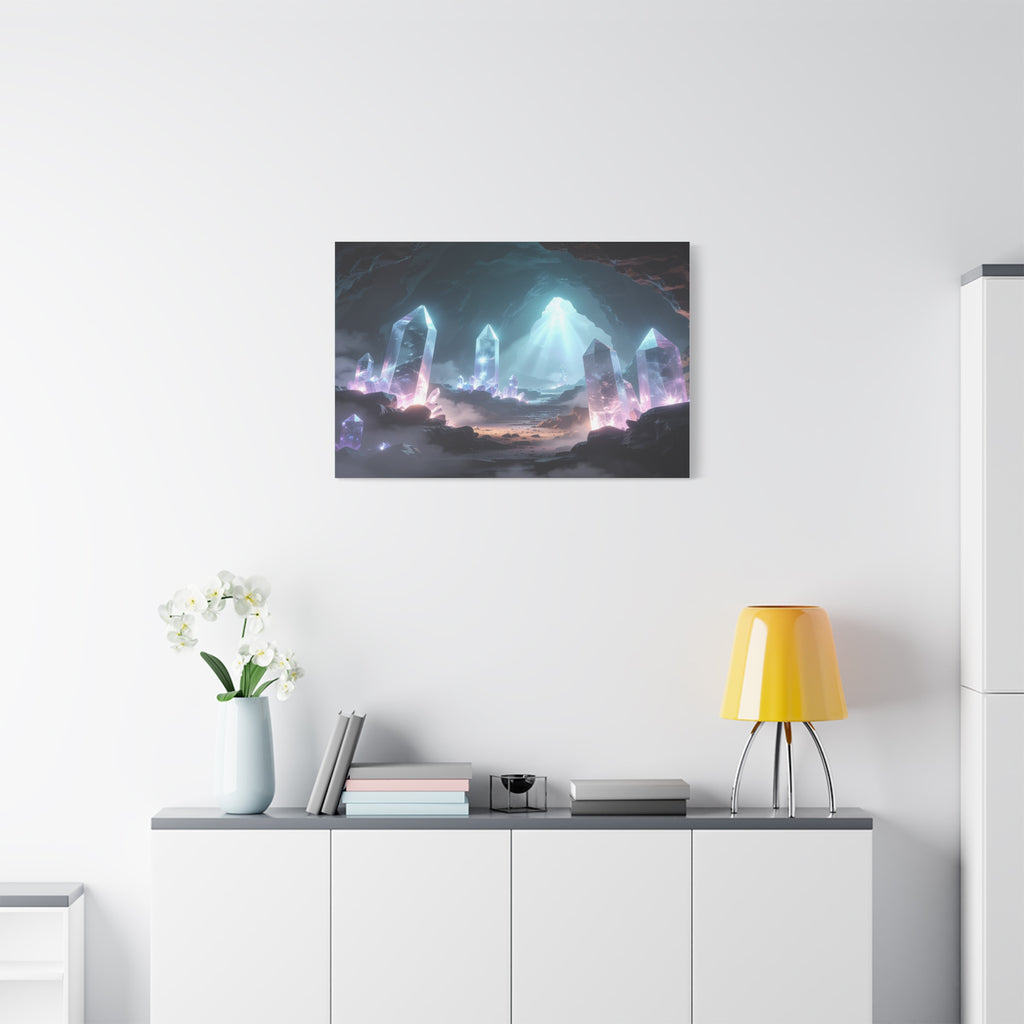 Crystal Reverie: Luminous Cavern Dreamscape, Ethereal Digital Fantasy Art - L’Art Suprême Canvas
