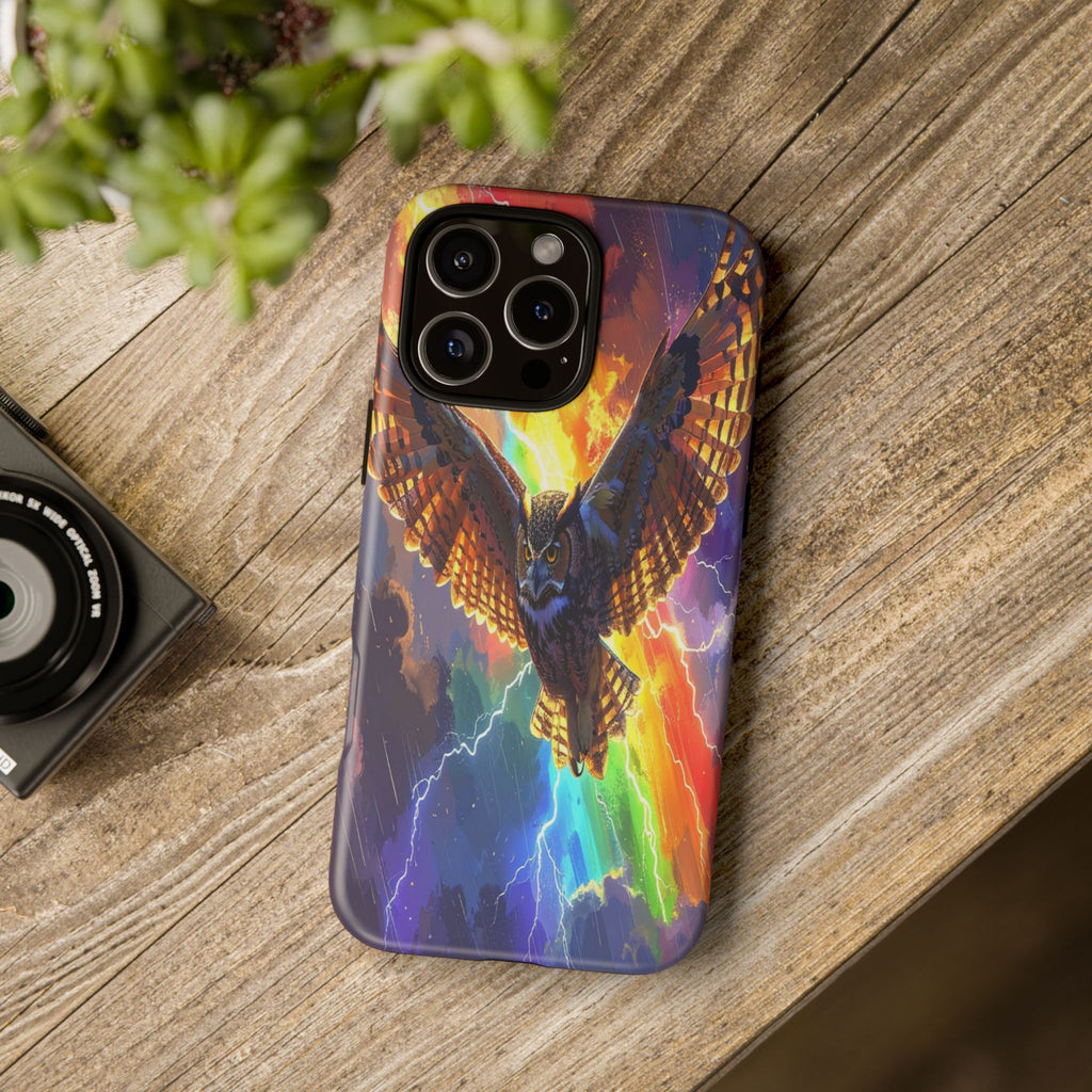 Thunderwing: Ethereal Owl in Electric Storm, Digital Fantasy Artwork - L’Art Suprême Phone Case