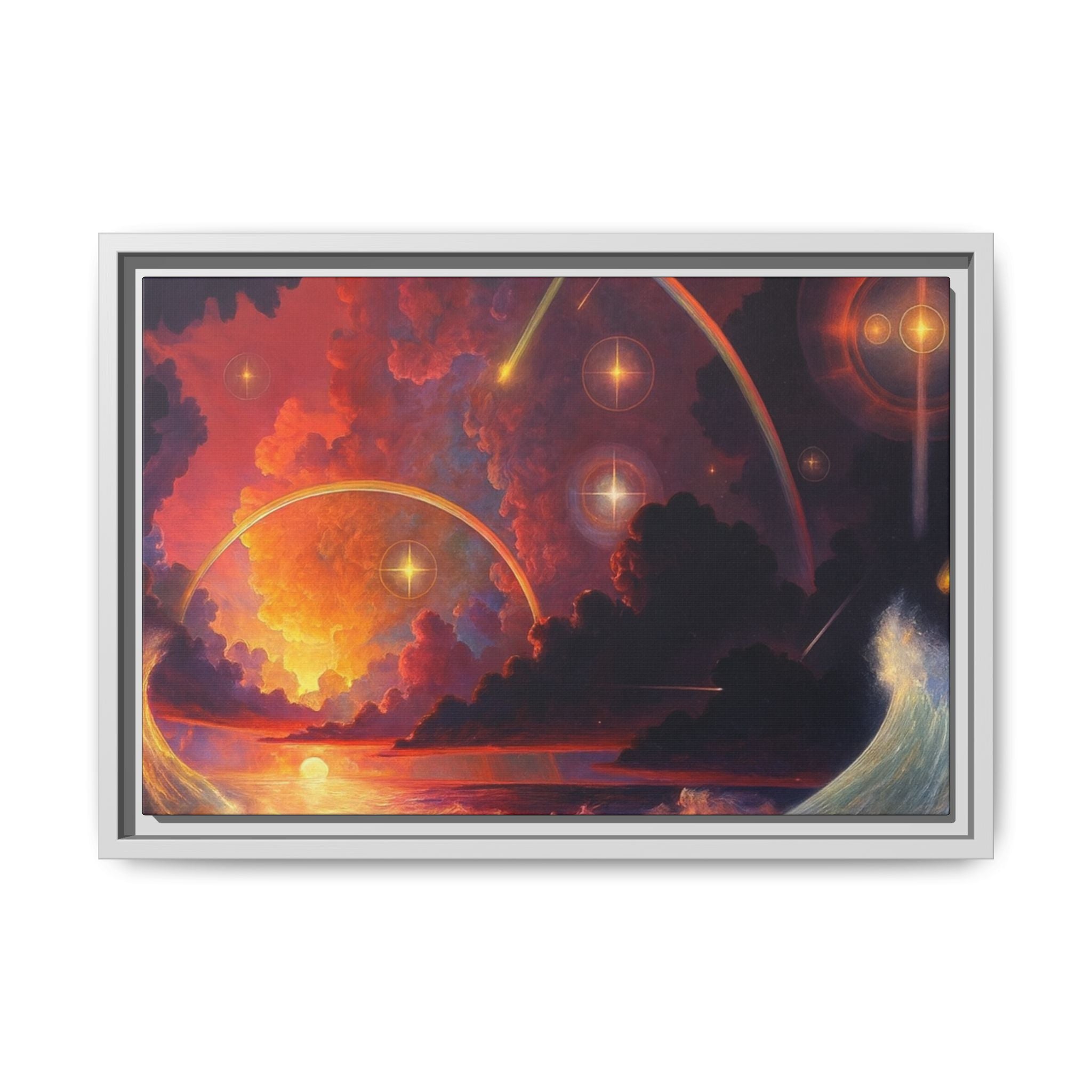 "Celestial Tides" – Framed Canvas Print
