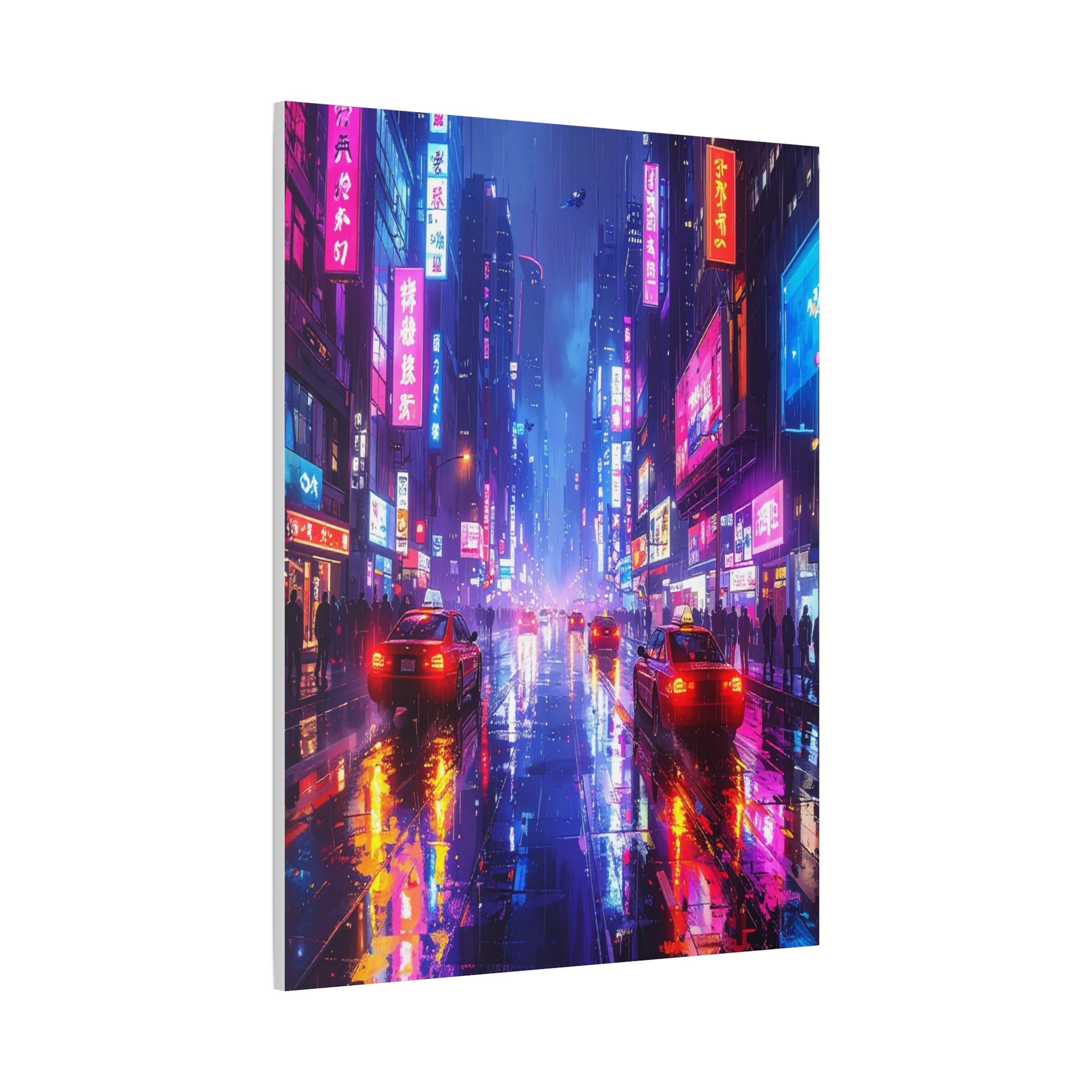 Neon Dystopia: Cyberpunk Metropolis, Urban Night Reflections - L’Art Suprême Canvas