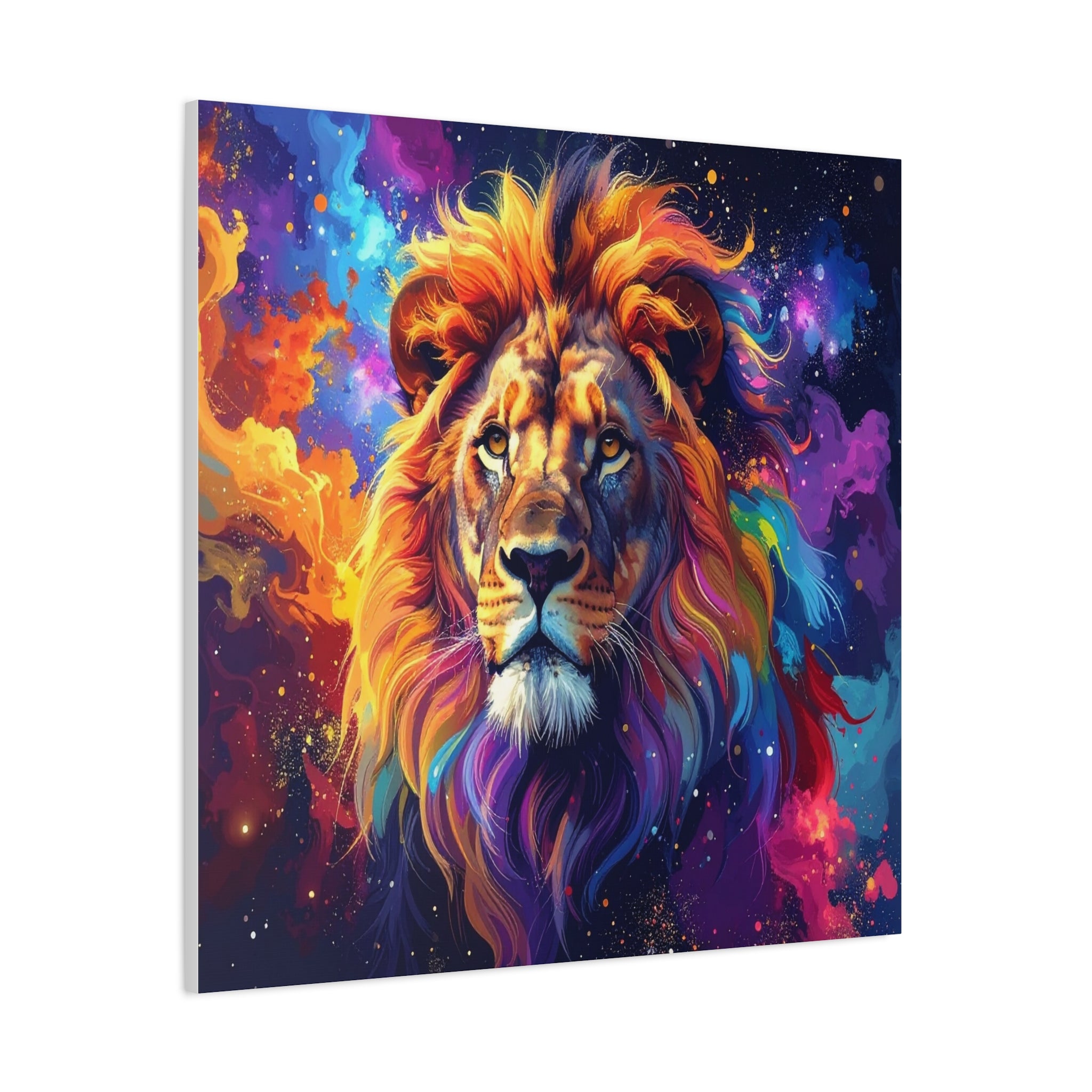 Cosmic Mane: Celestial Lion Portrait, Digital Cosmic Artwork - L’Art Suprême Canvas