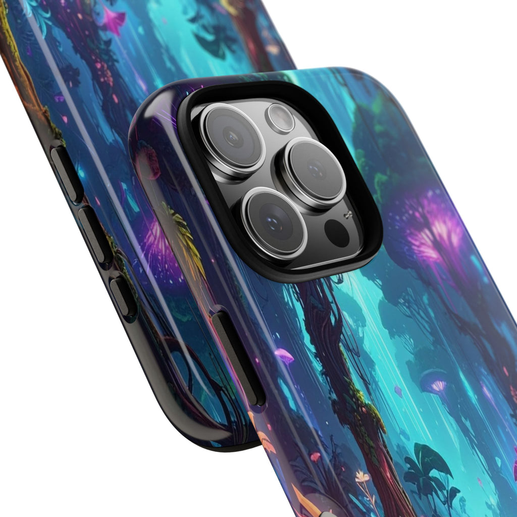 Bioluminescent Dreamscape: Ethereal Forest Fantasy, Digital Luminescence Illustration - L’Art Suprême Phone Case