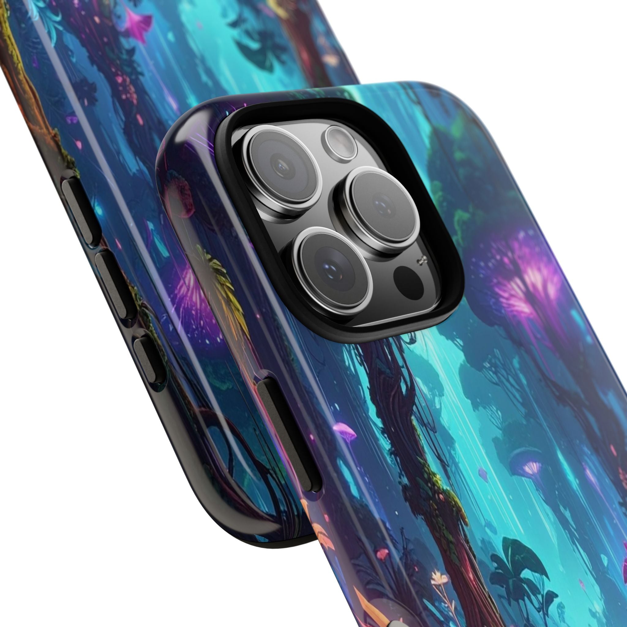 Bioluminescent Dreamscape: Ethereal Forest Fantasy, Digital Luminescence Illustration - L’Art Suprême Phone Case