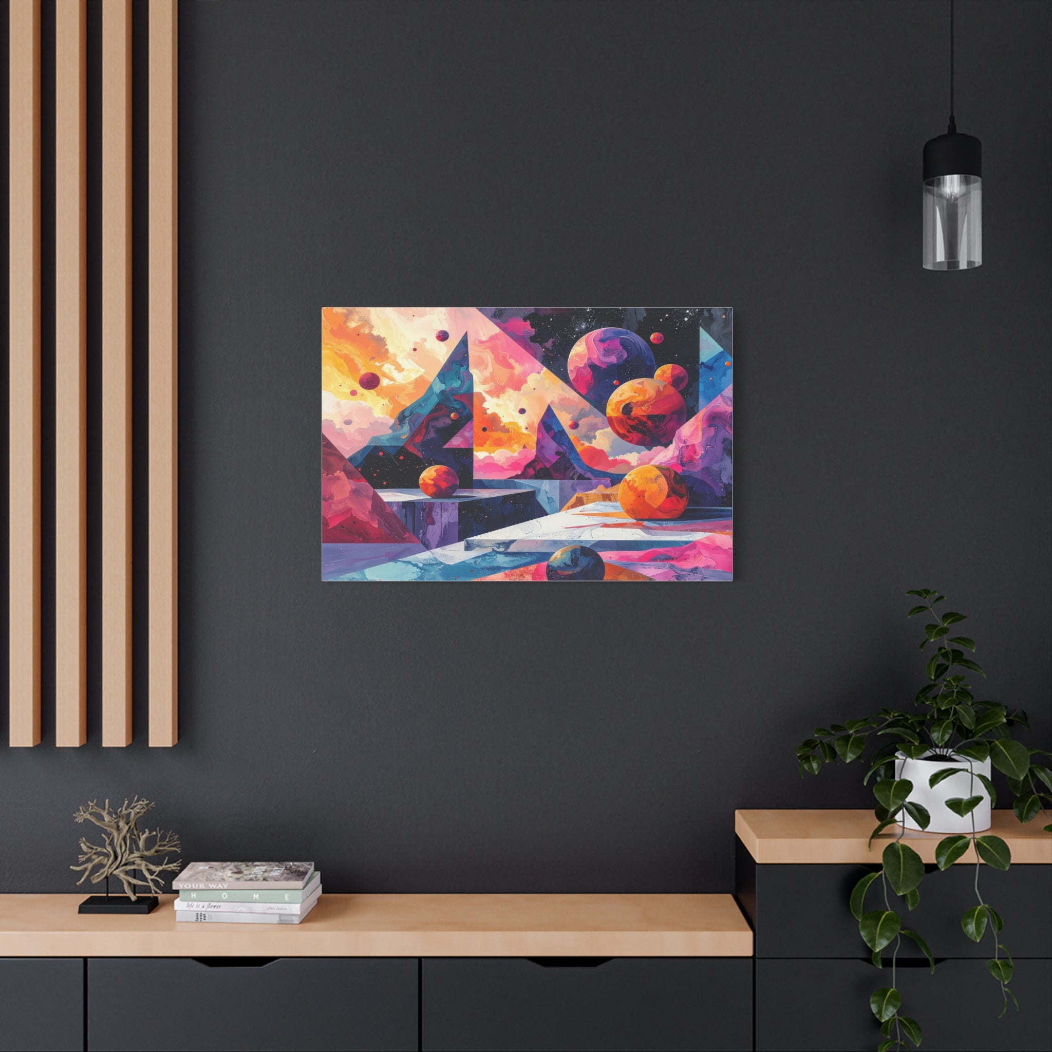 Cosmic Geometry: Dimensional Kaleidoscope, Digital Abstract Landscape - L’Art Suprême Canvas