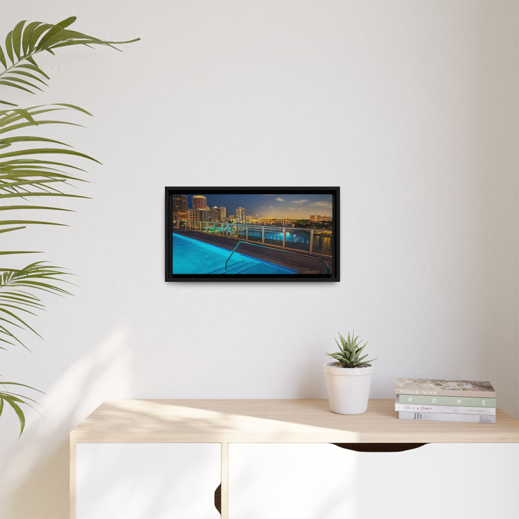 "Skyline Reflections" – Framed Canvas Print