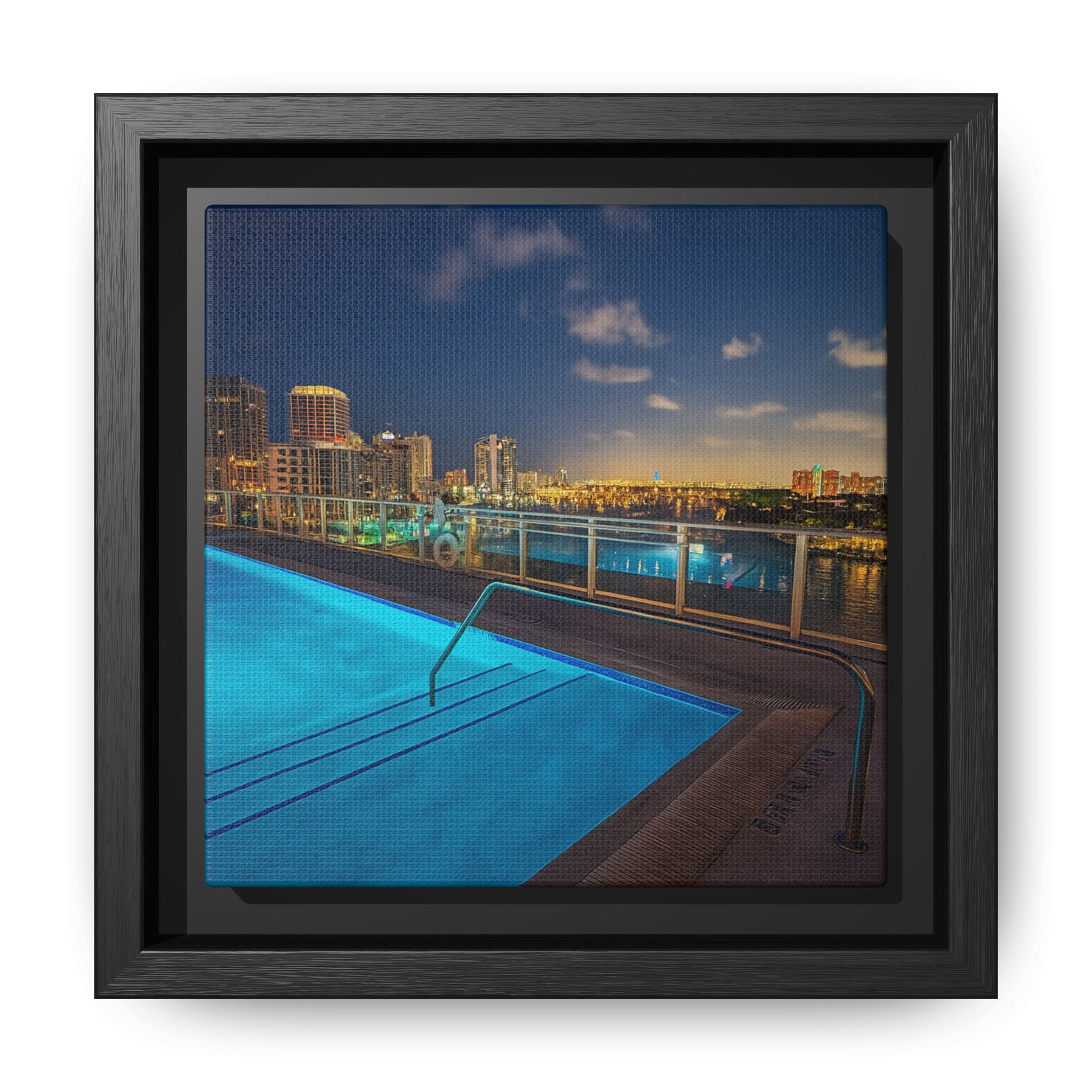 "Skyline Reflections" – Framed Canvas Print