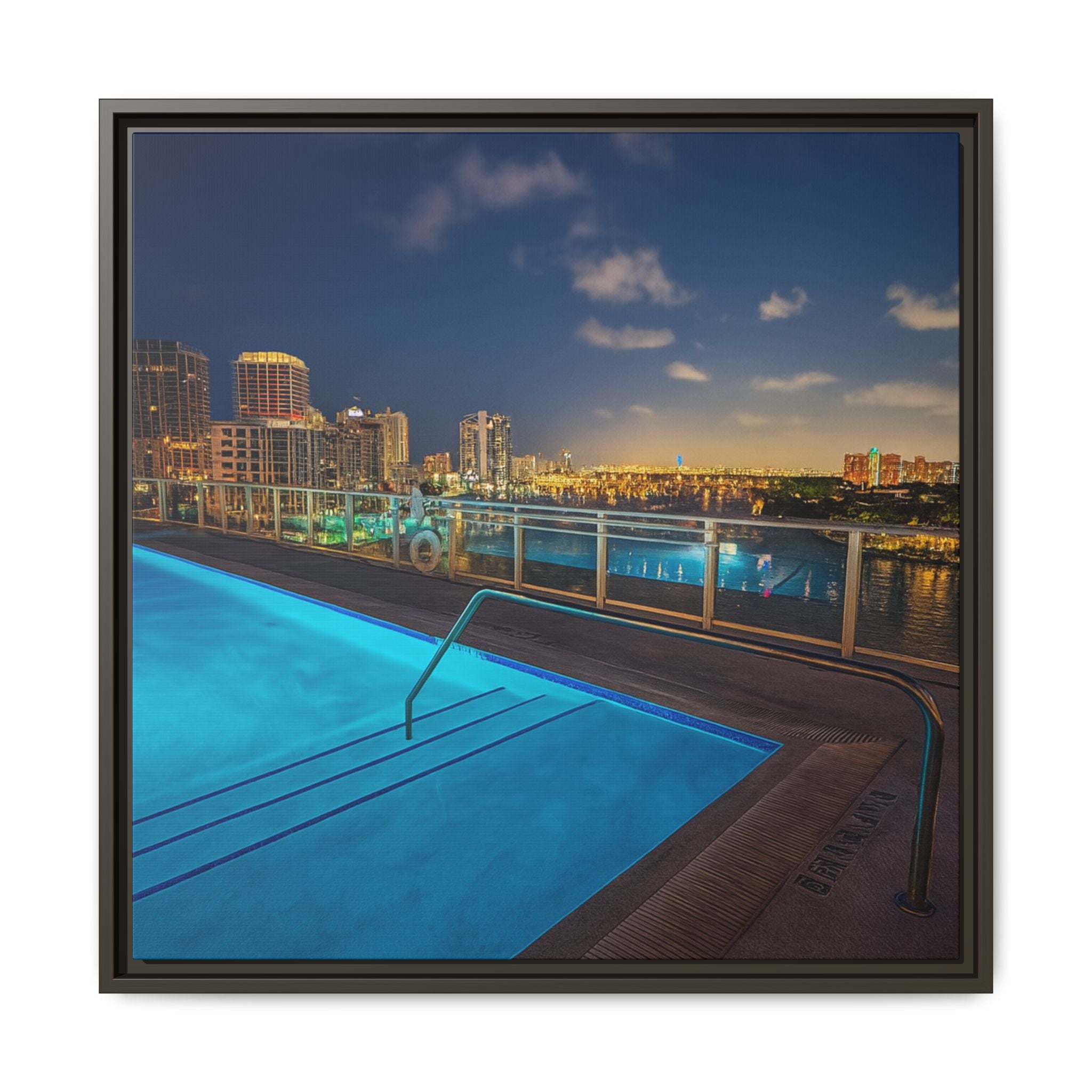 "Skyline Reflections" – Framed Canvas Print
