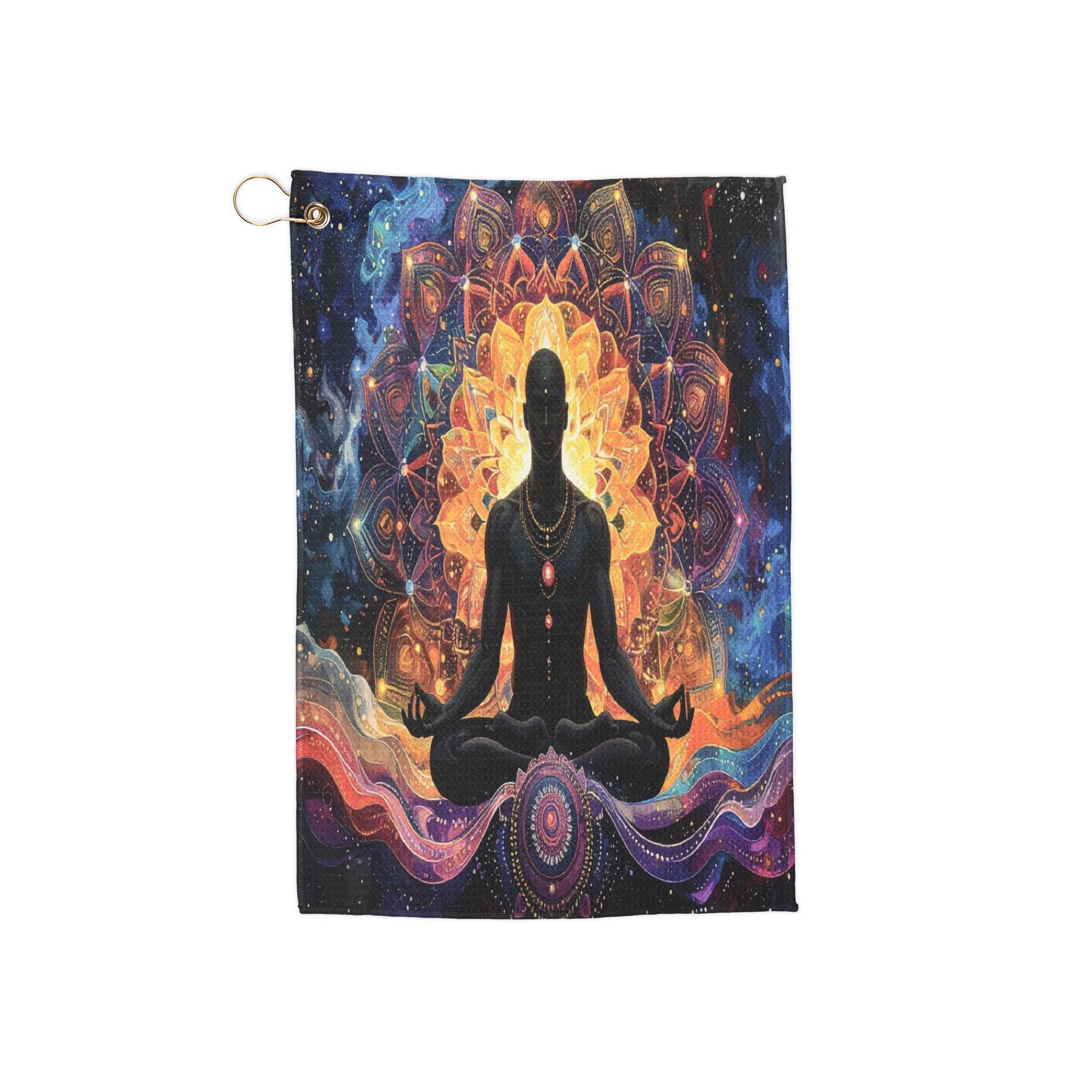 Cosmic Meditation: Spiritual Awakening in Mandala Realm, Psychedelic Chakra Exploration -  L'Art Golf Towel