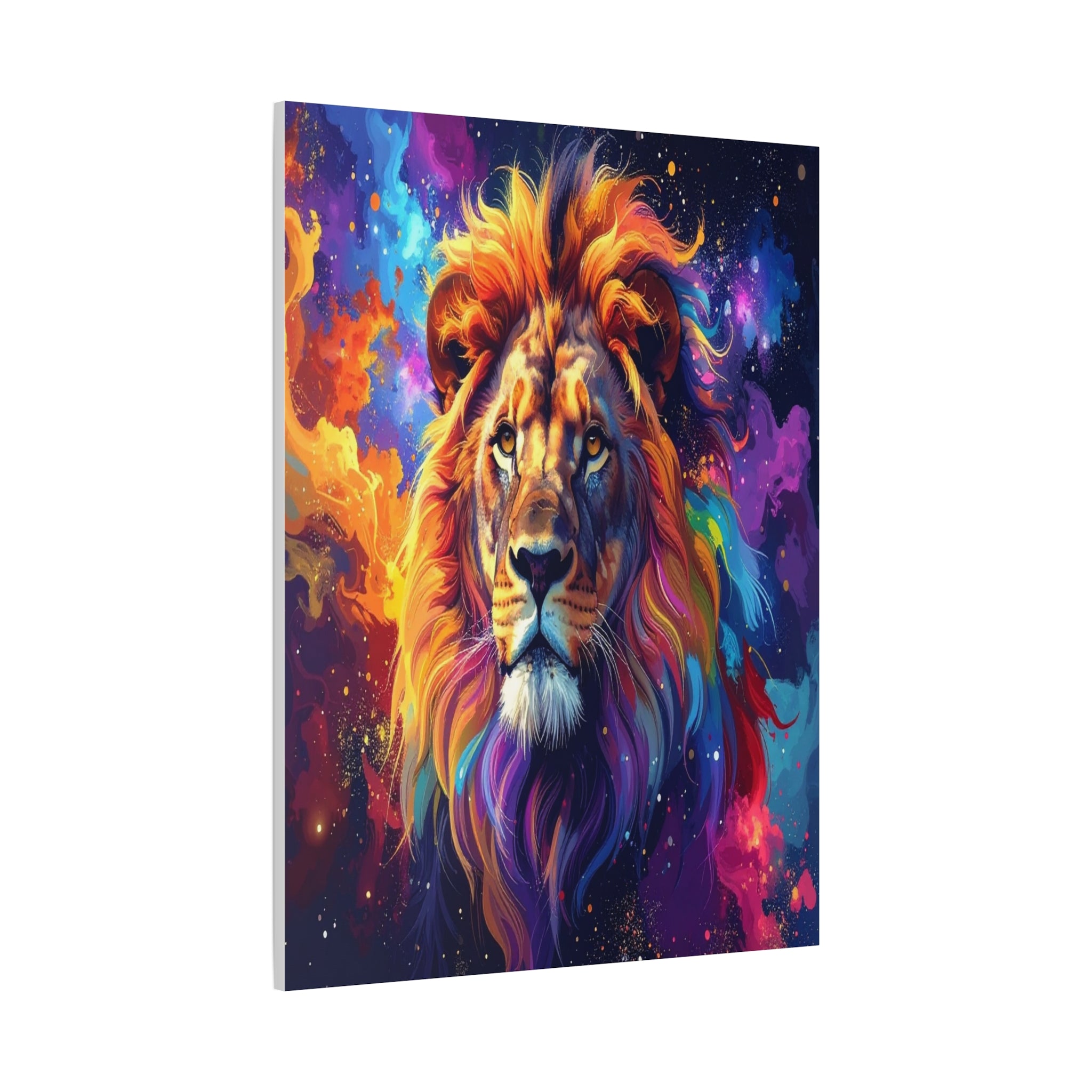 Cosmic Mane: Celestial Lion Portrait, Digital Cosmic Artwork - L’Art Suprême Canvas