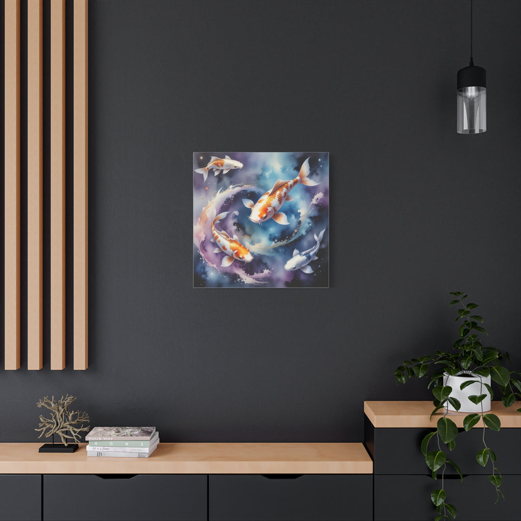 Cosmic Koi Symphony: Ethereal Underwater Space Journey, Digital Watercolor Fantasy - L’Art Suprême Canvas
