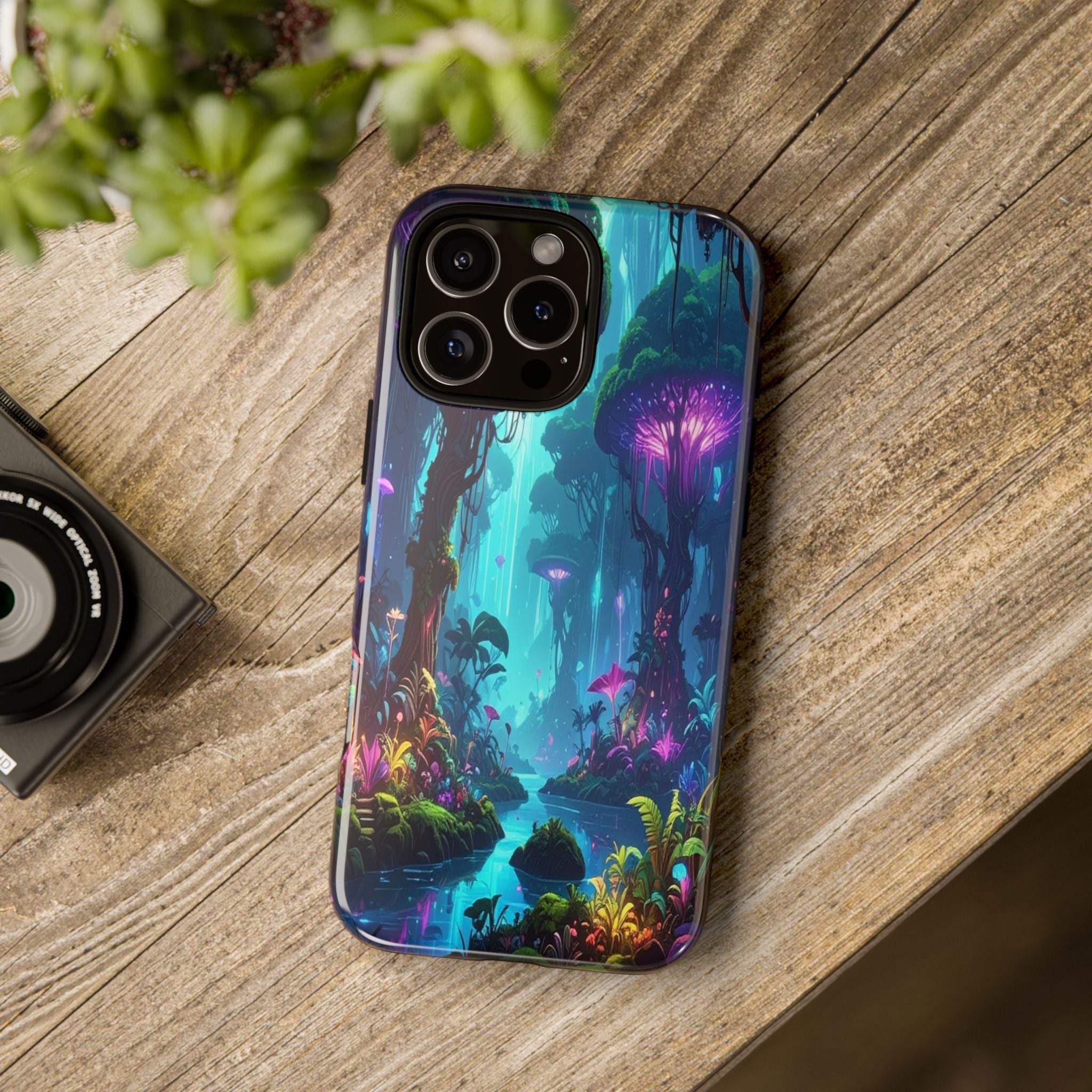Bioluminescent Dreamscape: Ethereal Forest Fantasy, Digital Luminescence Illustration - L’Art Suprême Phone Case