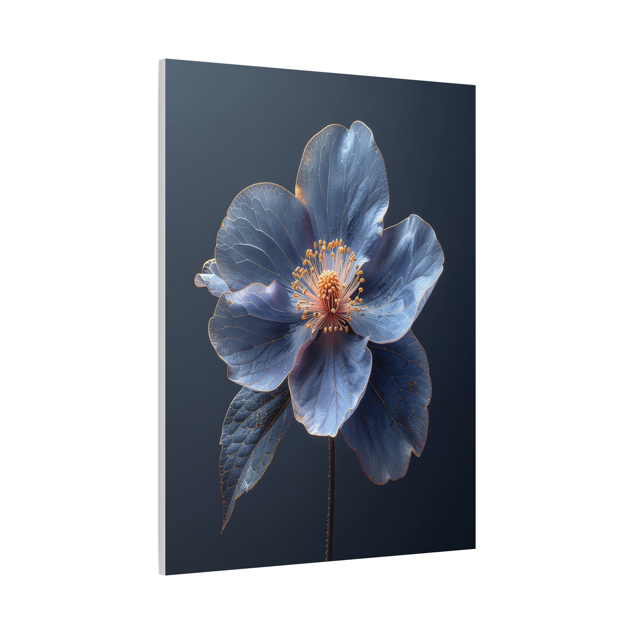 Ethereal Blue: Macro Botanical Photography, Delicate Floral Veins - L’Art Suprême Canvas
