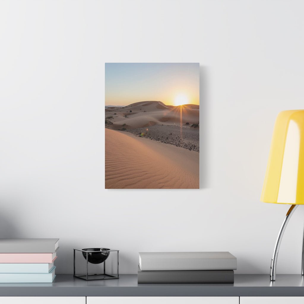Daybreak in the Desert: Golden Sands at Sunrise, Arid Landscape Panorama - L’Art Suprême Canvas
