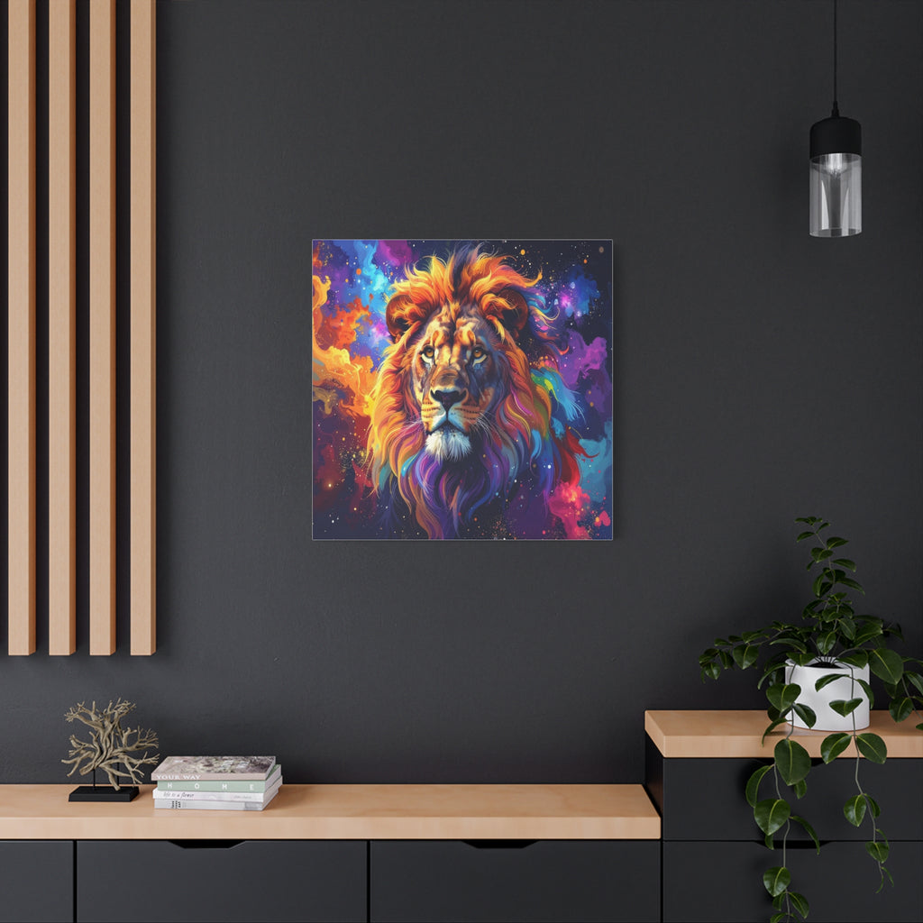 Cosmic Mane: Celestial Lion Portrait, Digital Cosmic Artwork - L’Art Suprême Canvas
