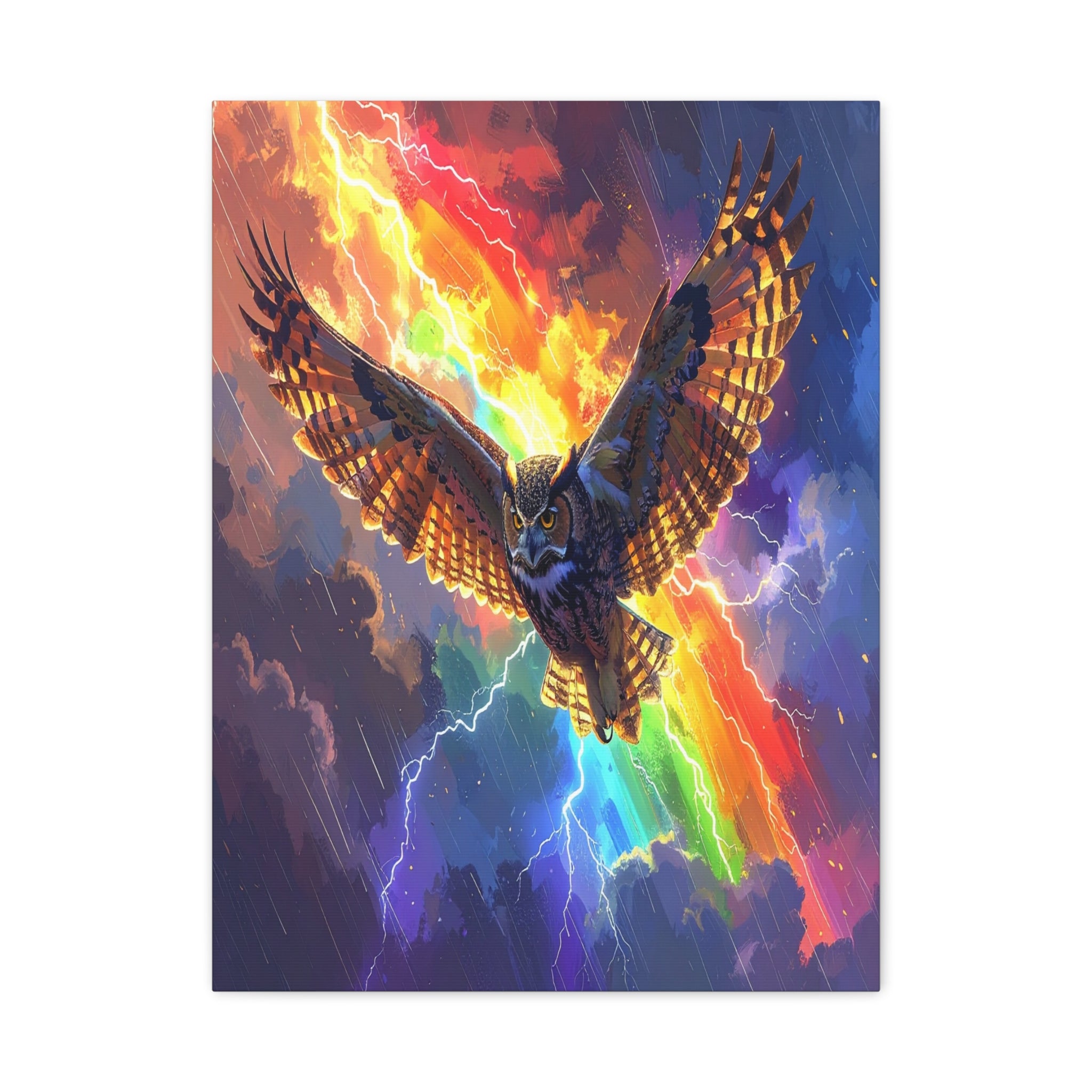 Thunder Spirit: Elemental Owl Ascension, Digital Fantasy Artwork - L’Art Suprême Canvas