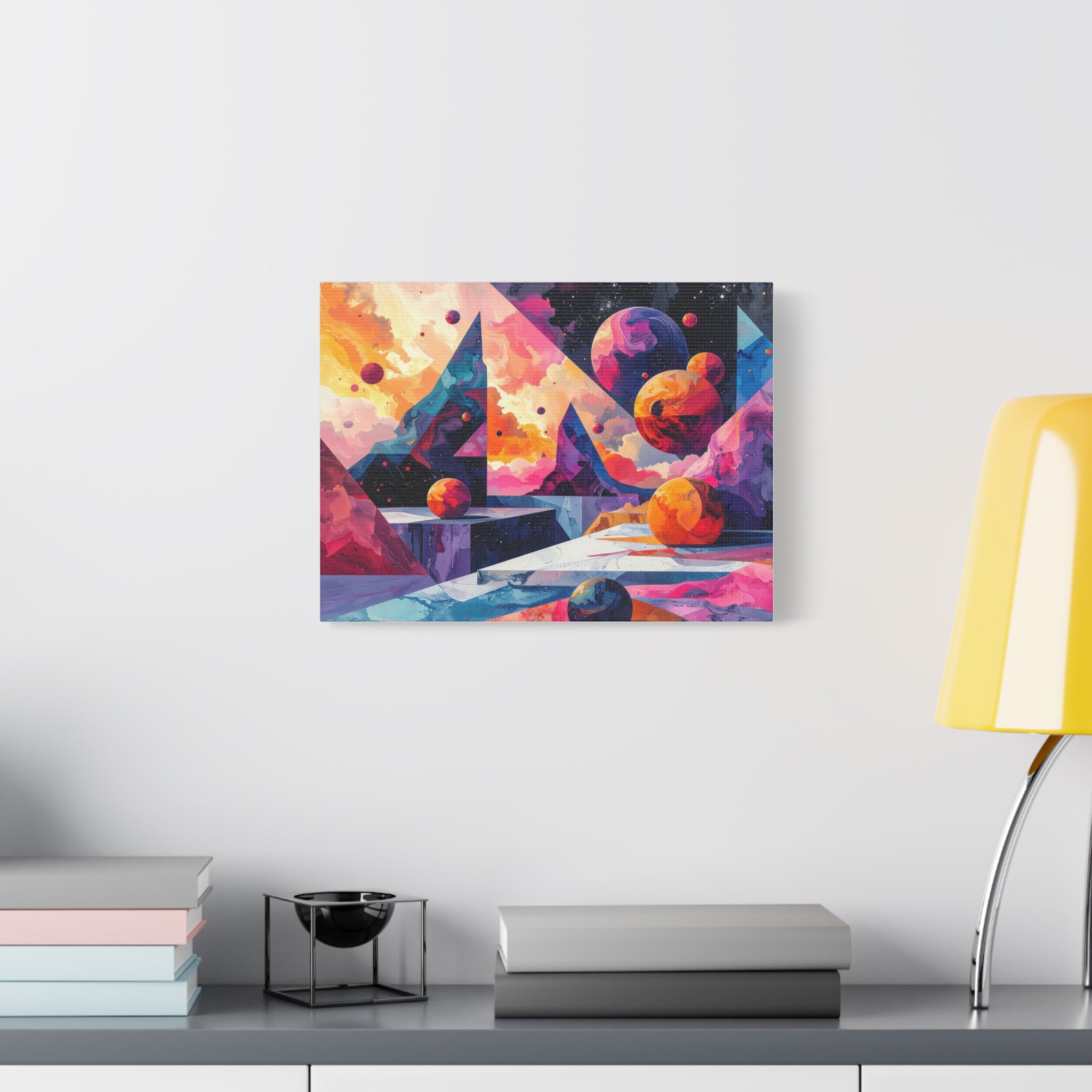 Cosmic Geometry: Dimensional Kaleidoscope, Digital Abstract Landscape - L’Art Suprême Canvas