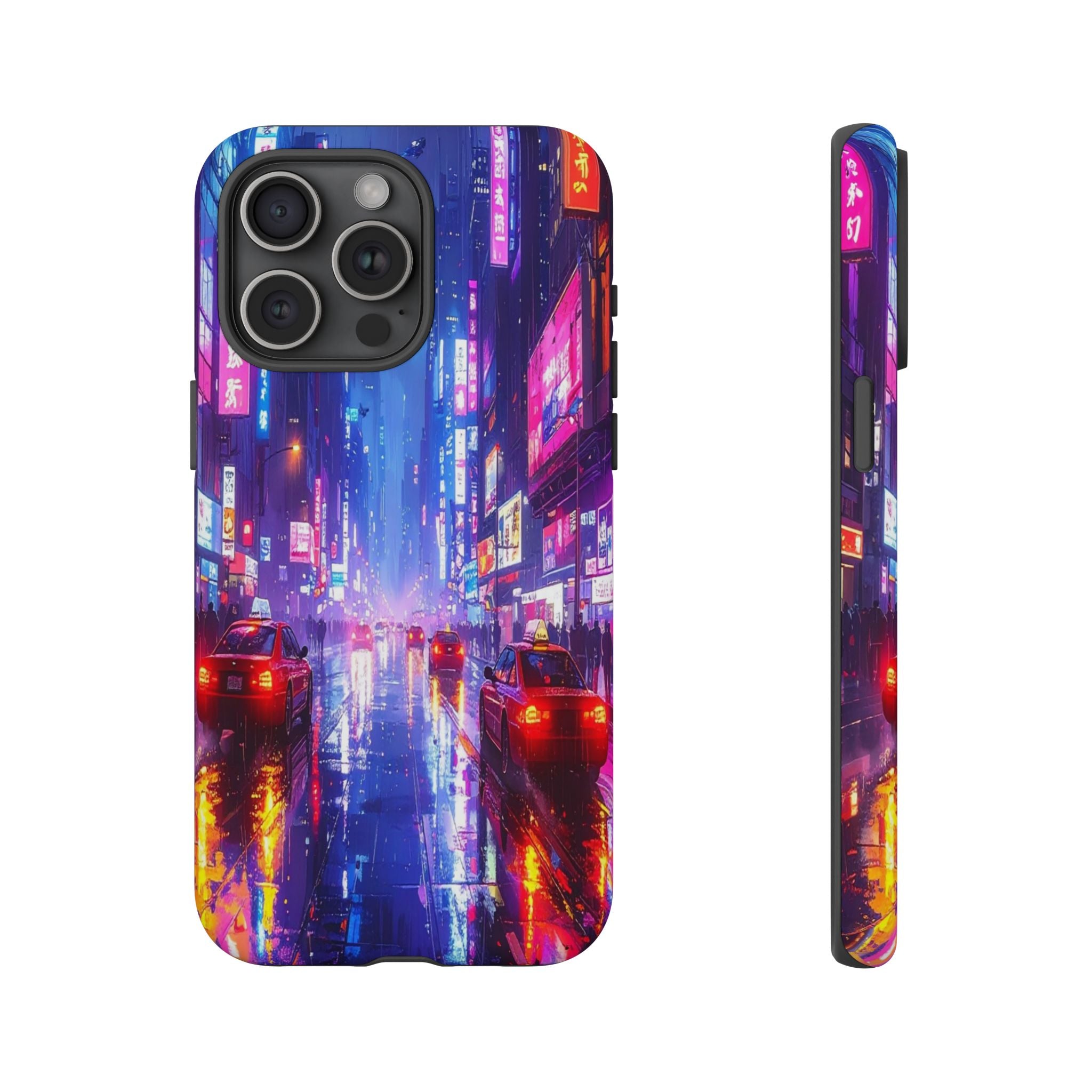 Neon Dystopia: Cyberpunk Metropolis, Urban Night Reflections - L’Art Suprême Phone Case