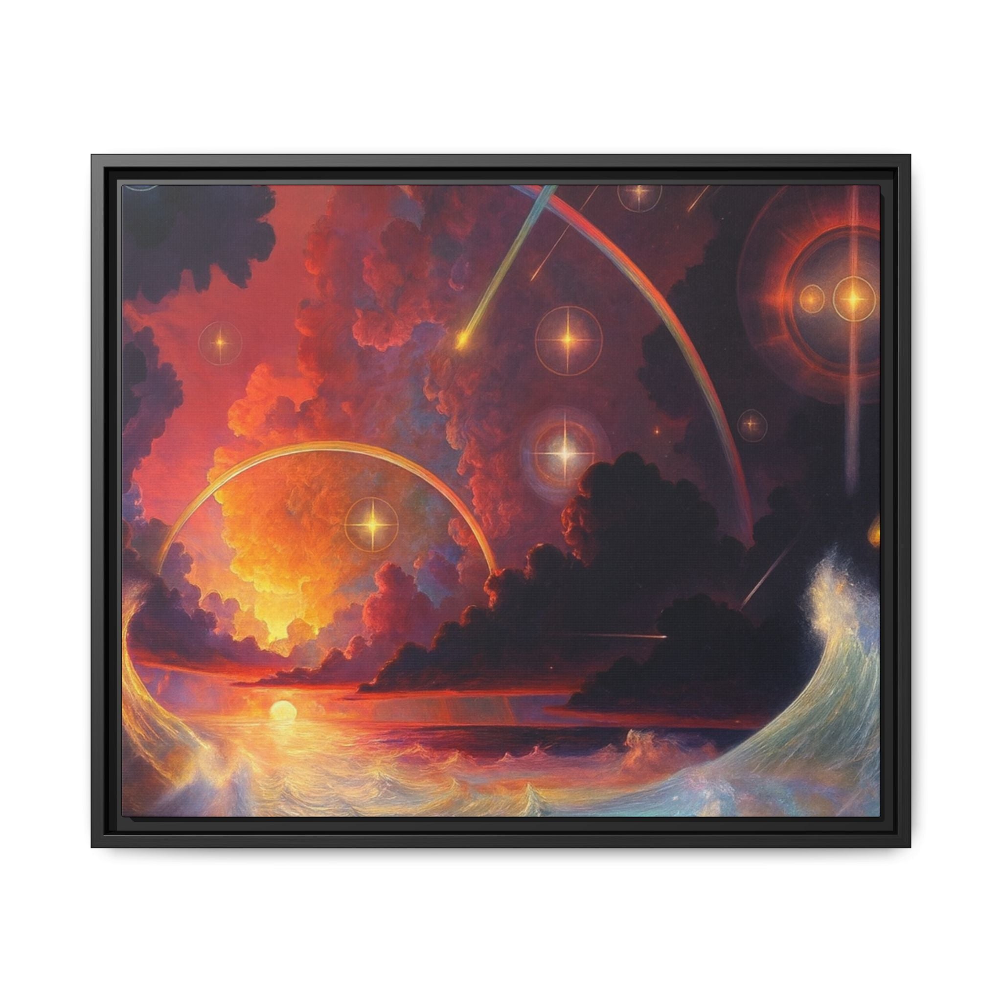 "Celestial Tides" – Framed Canvas Print