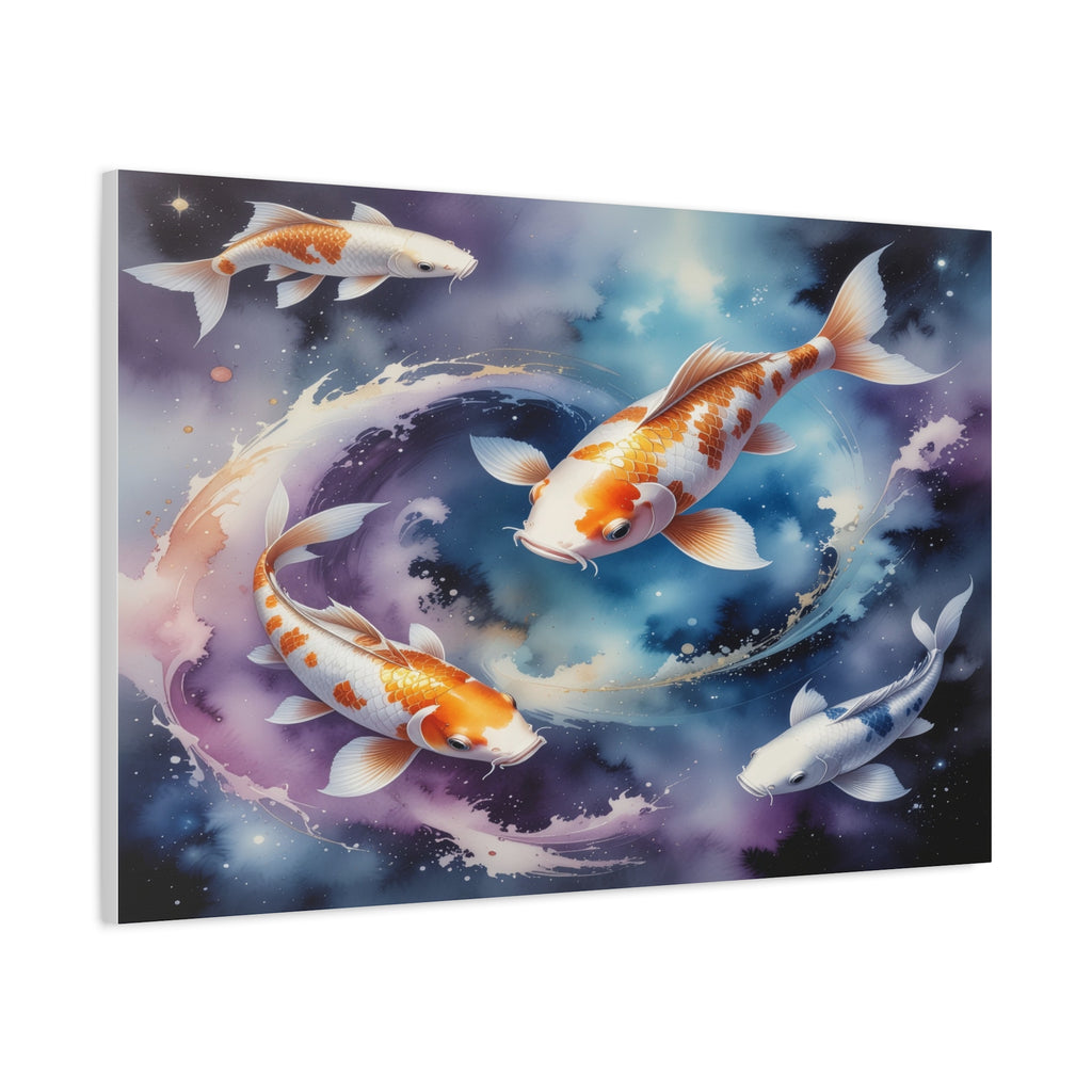 Cosmic Koi Symphony: Ethereal Underwater Space Journey, Digital Watercolor Fantasy - L’Art Suprême Canvas