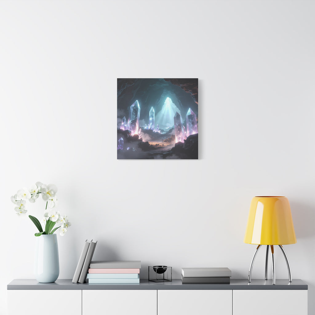 Crystal Reverie: Luminous Cavern Dreamscape, Ethereal Digital Fantasy Art - L’Art Suprême Canvas