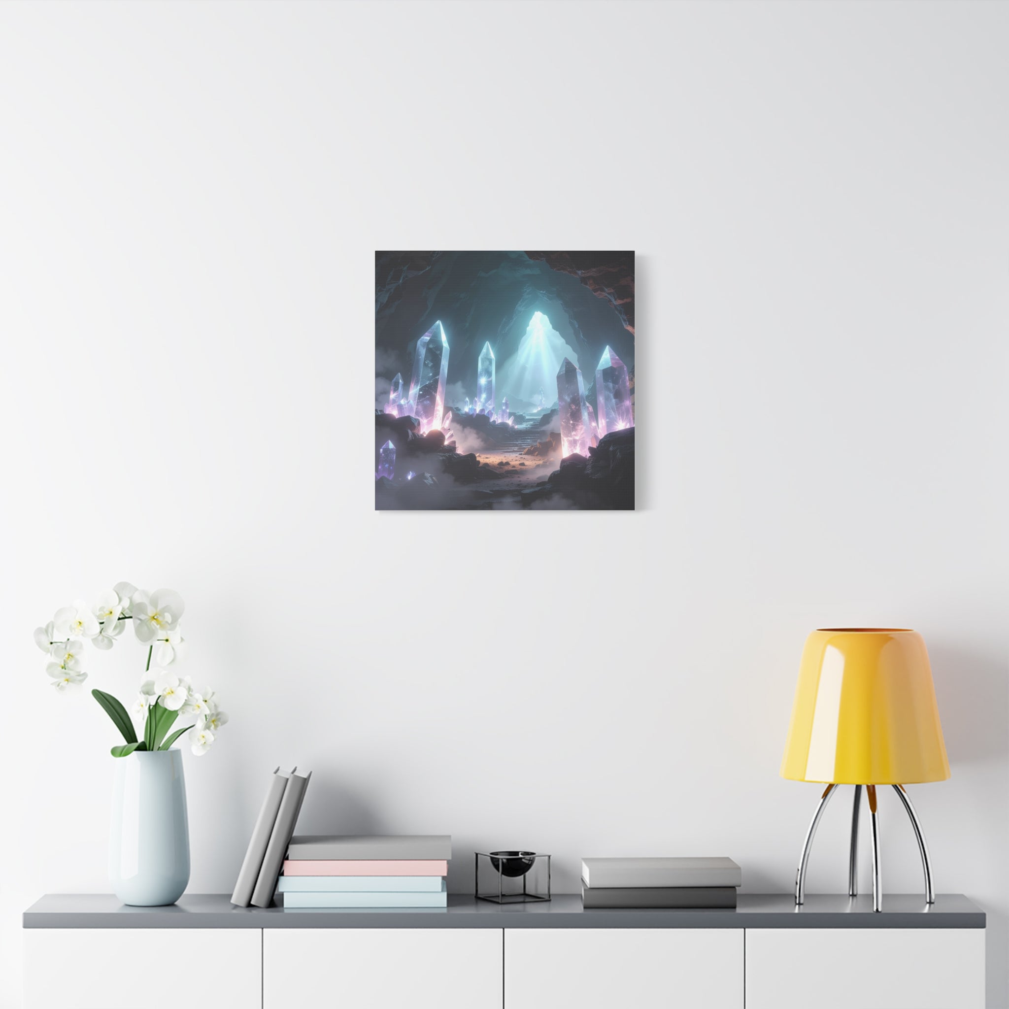 Crystal Reverie: Luminous Cavern Dreamscape, Ethereal Digital Fantasy Art - L’Art Suprême Canvas
