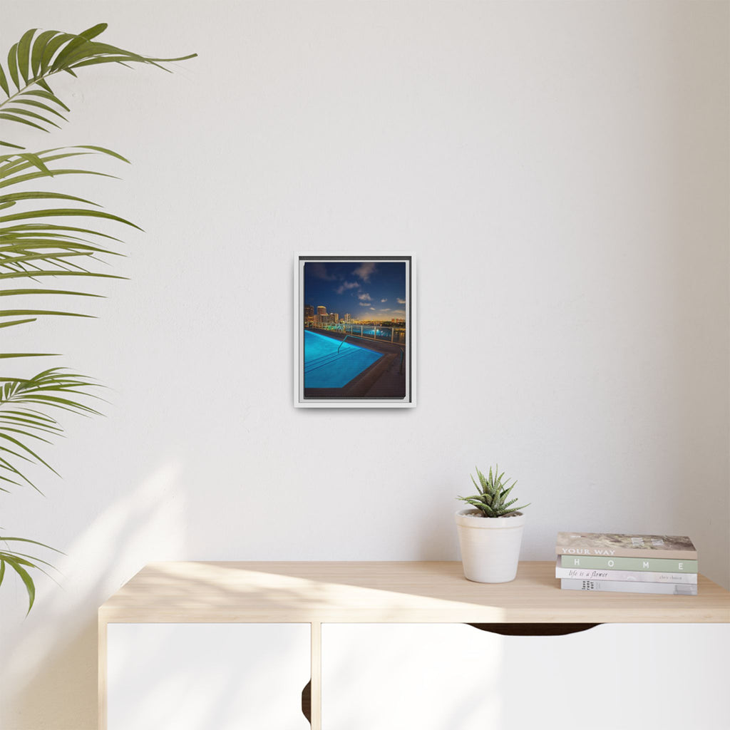 "Skyline Reflections" – Framed Canvas Print